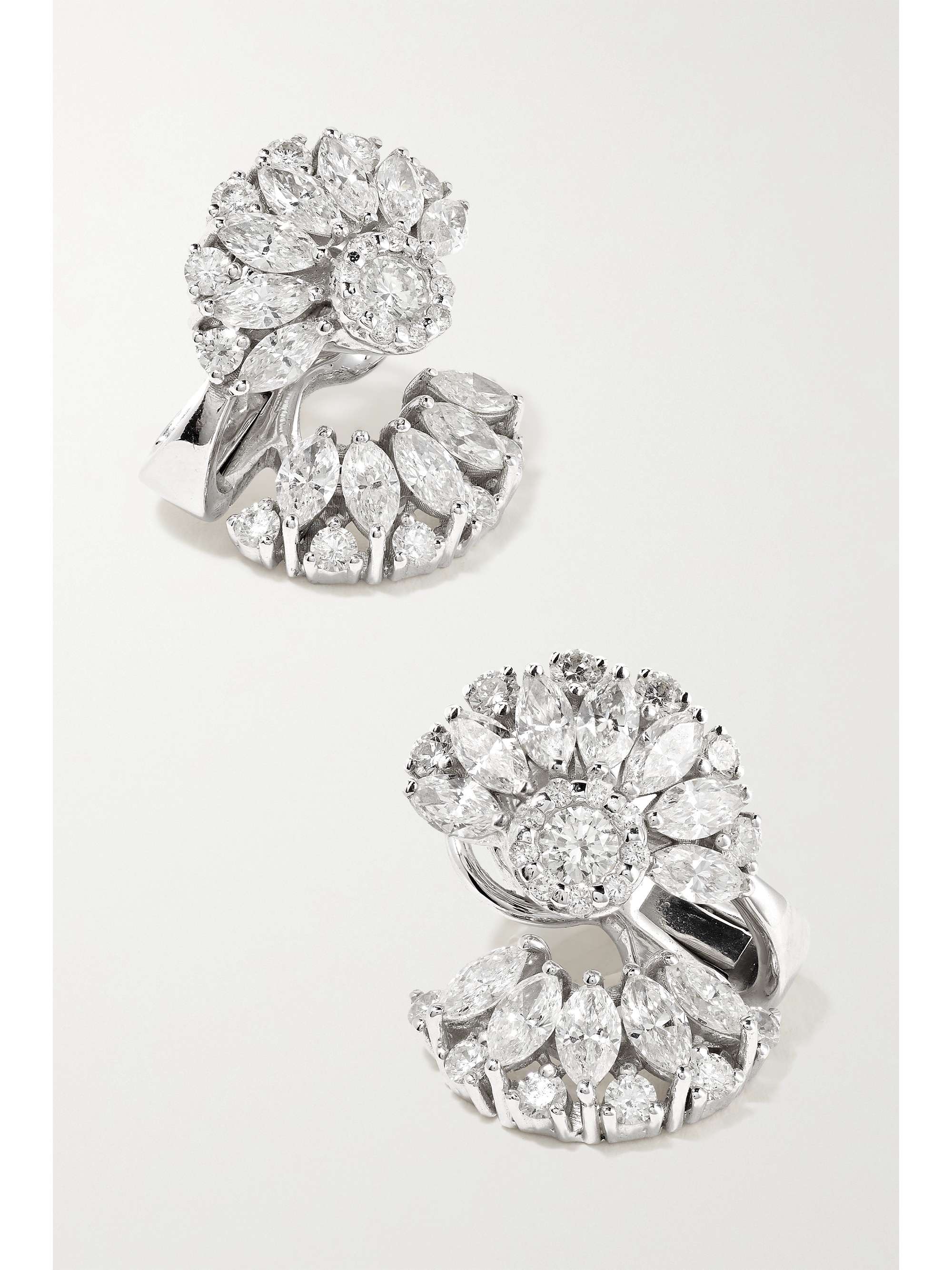 YEPREM 18-karat white gold diamond earrings