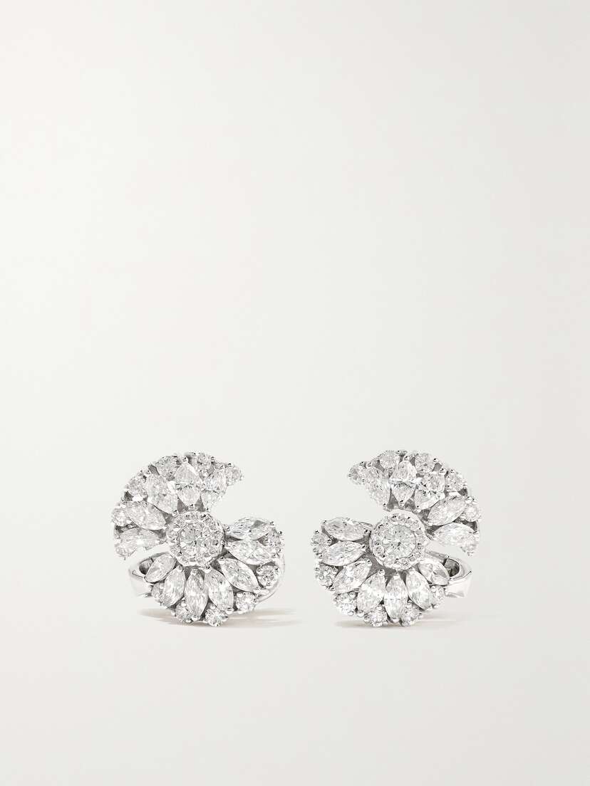 YEPREM 18-karat White Gold Diamond Earrings