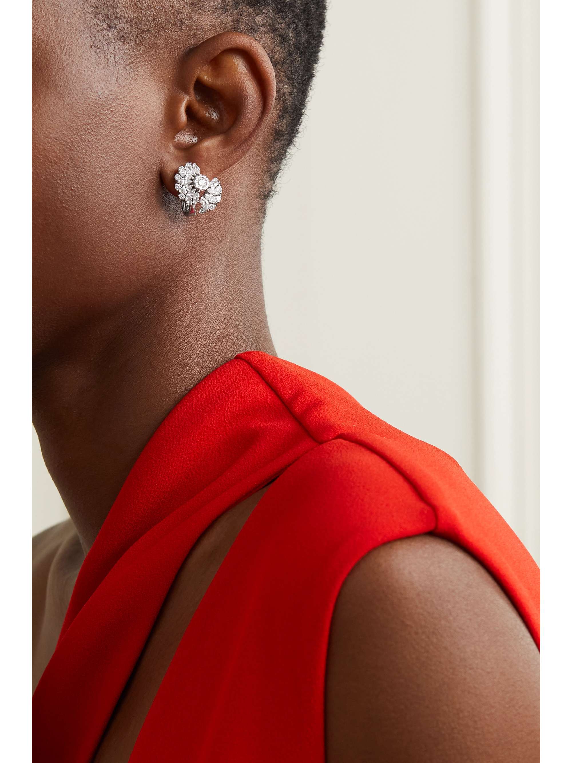 YEPREM 18-karat white gold diamond earrings