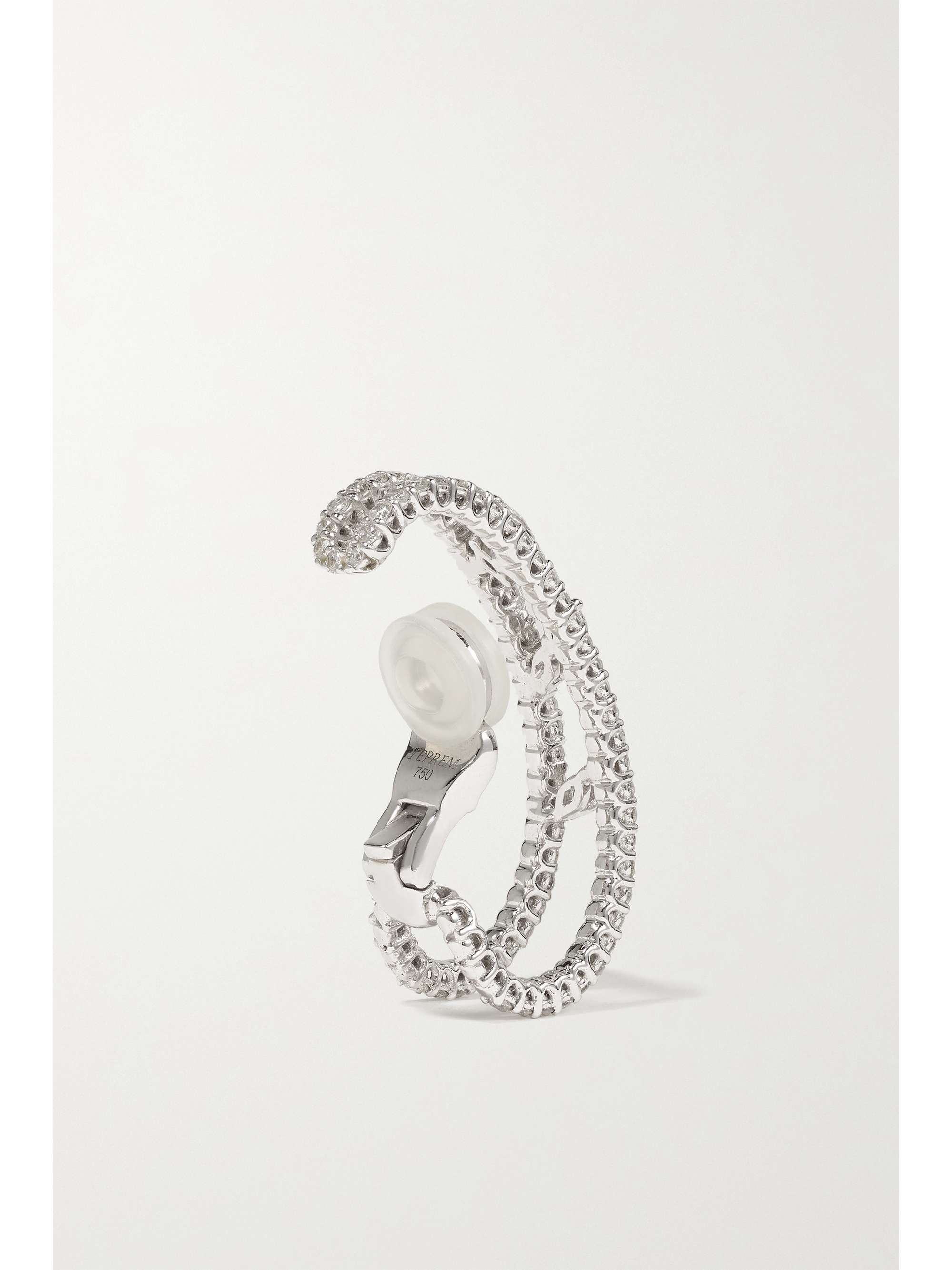 YEPREM 18-karat white gold diamond clip earrings