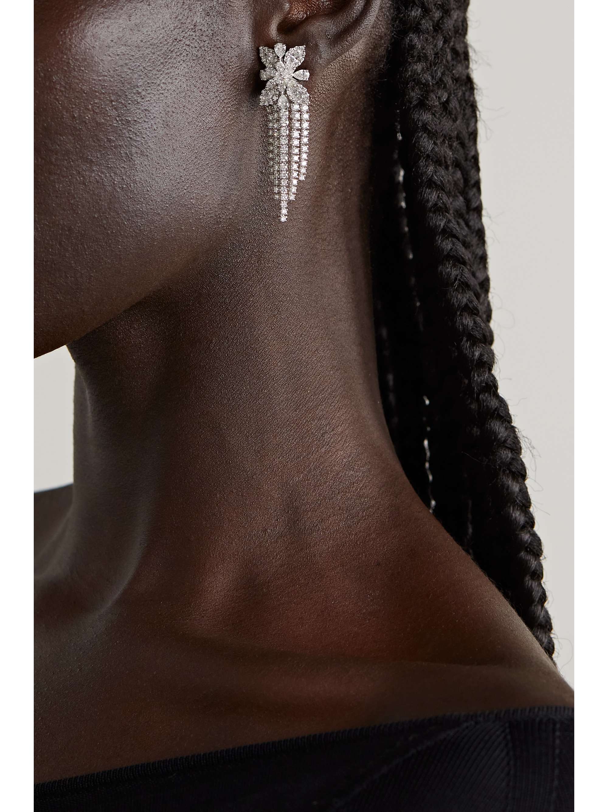 YEPREM 18-karat white gold diamond earrings