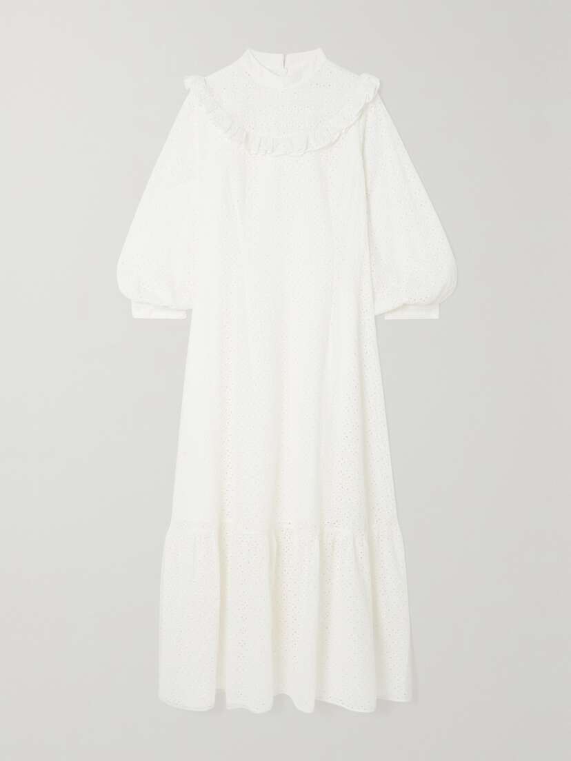 SINDISO KHUMALO + The Vanguard + Net Sustain Miss Celie Ruffled Broderie Anglaise Cotton Dress