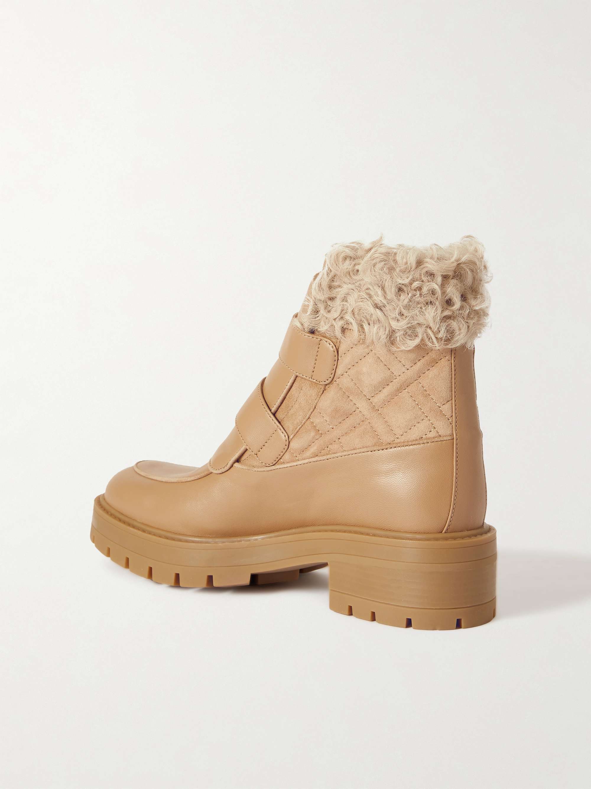 AQUAZZURA Ryan shearling-trimmed suede and leather boots