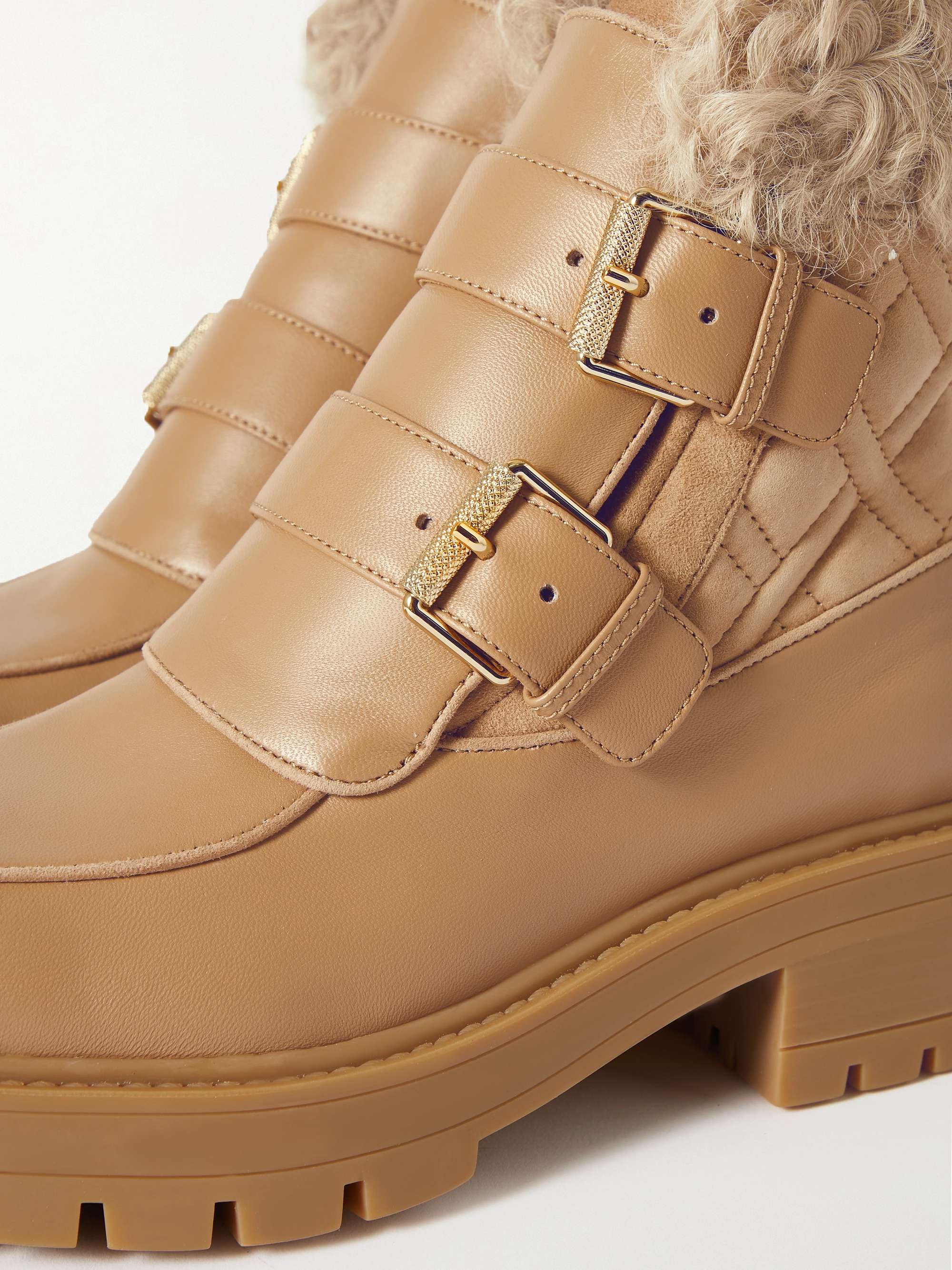 AQUAZZURA Ryan shearling-trimmed suede and leather boots