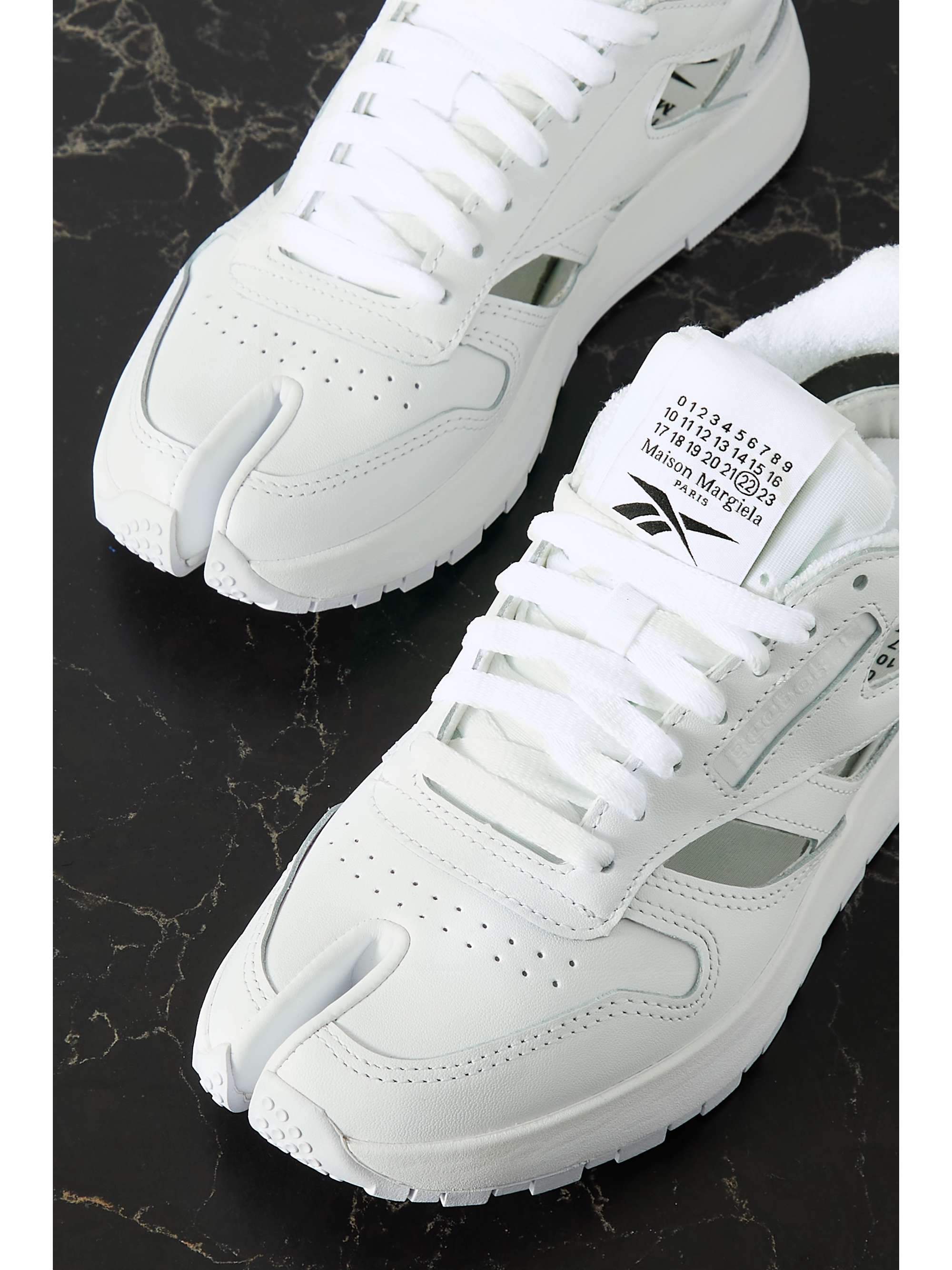 MAISON MARGIELA + Reebok cutout leather sneakers | NET-A-PORTER