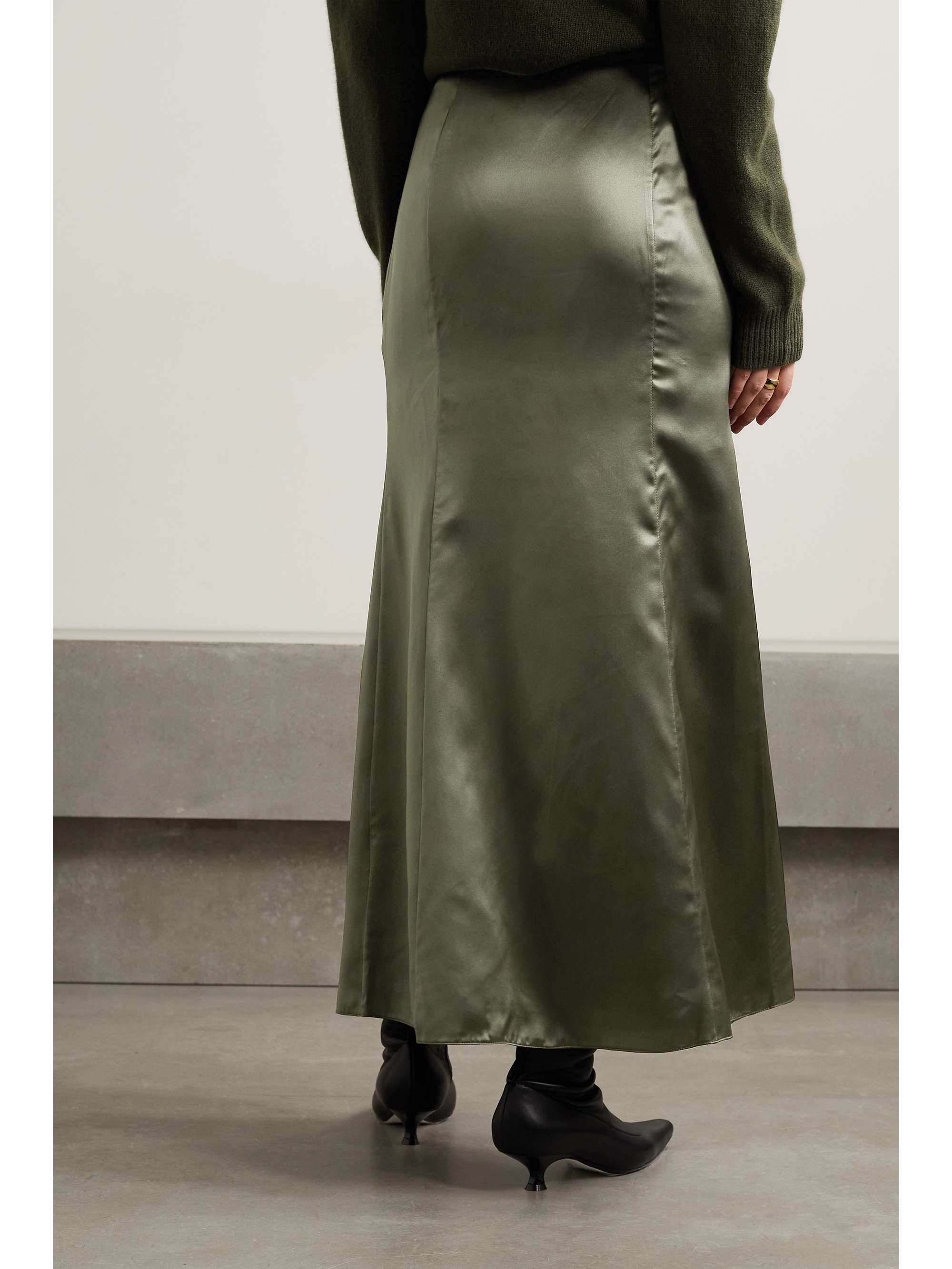 Army green Organic silk-satin maxi skirt | BITE STUDIOS | NET-A-PORTER