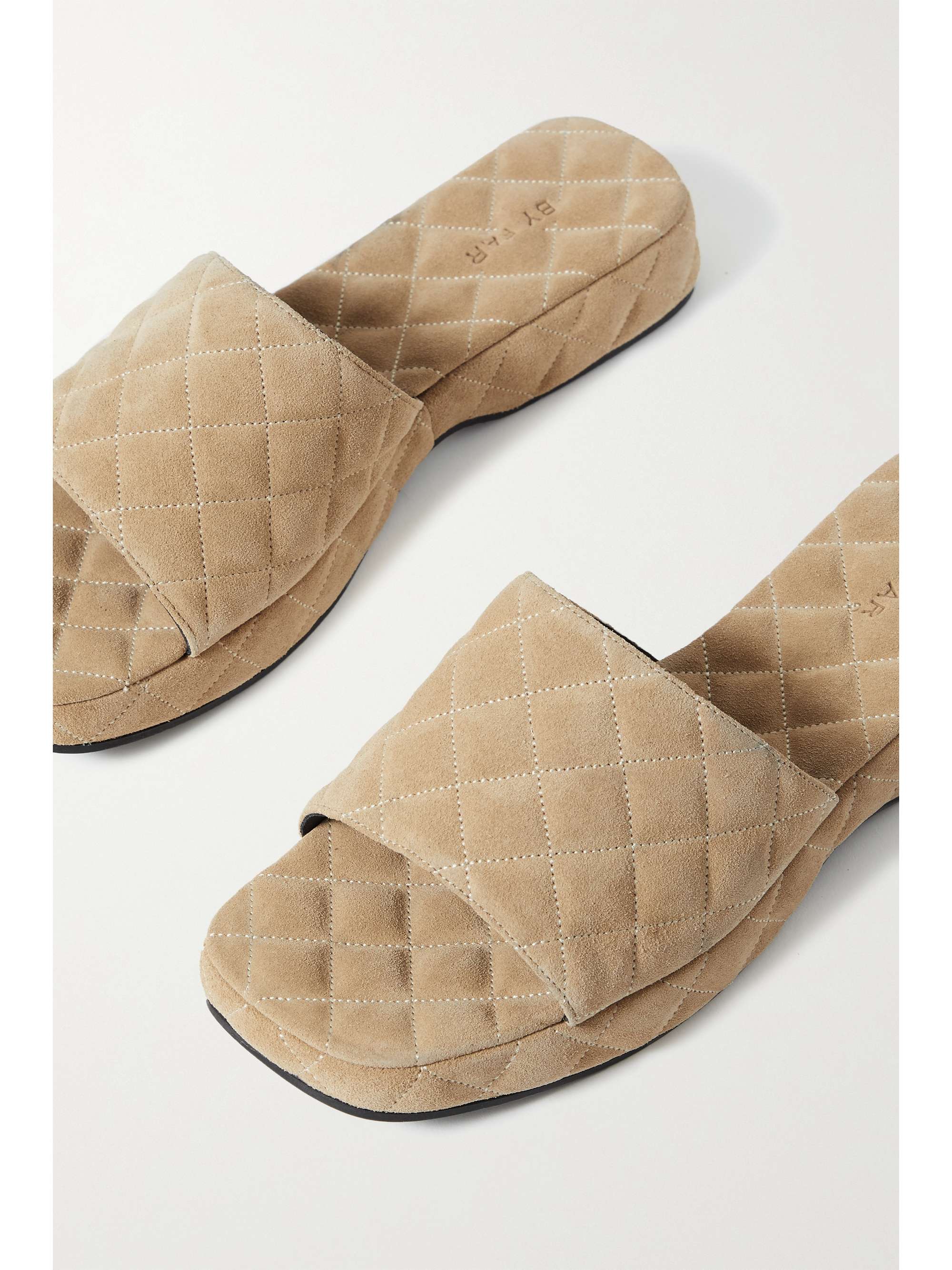 BY FAR Lilo quilted suede slides
