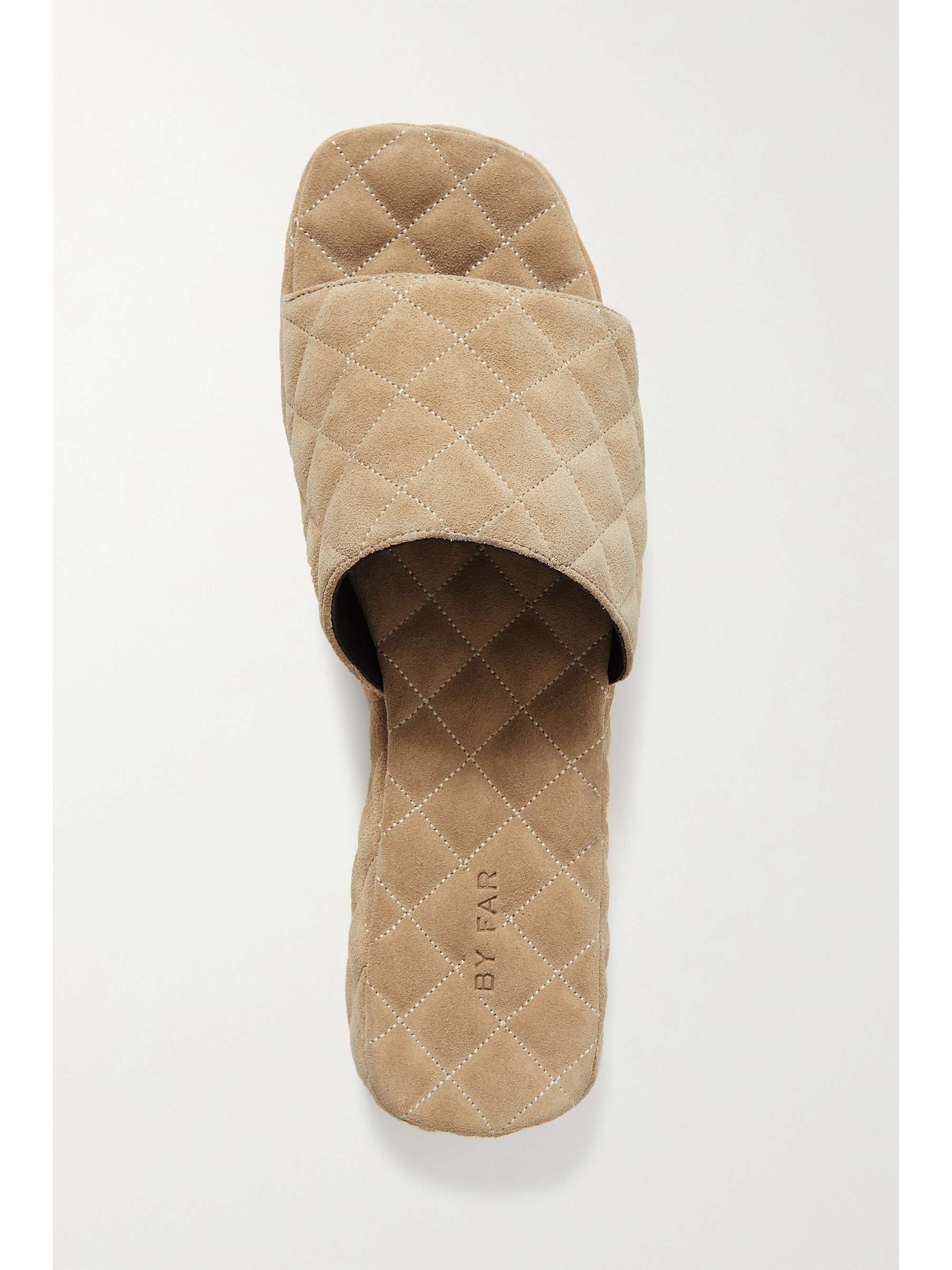 BY FAR Lilo quilted suede slides