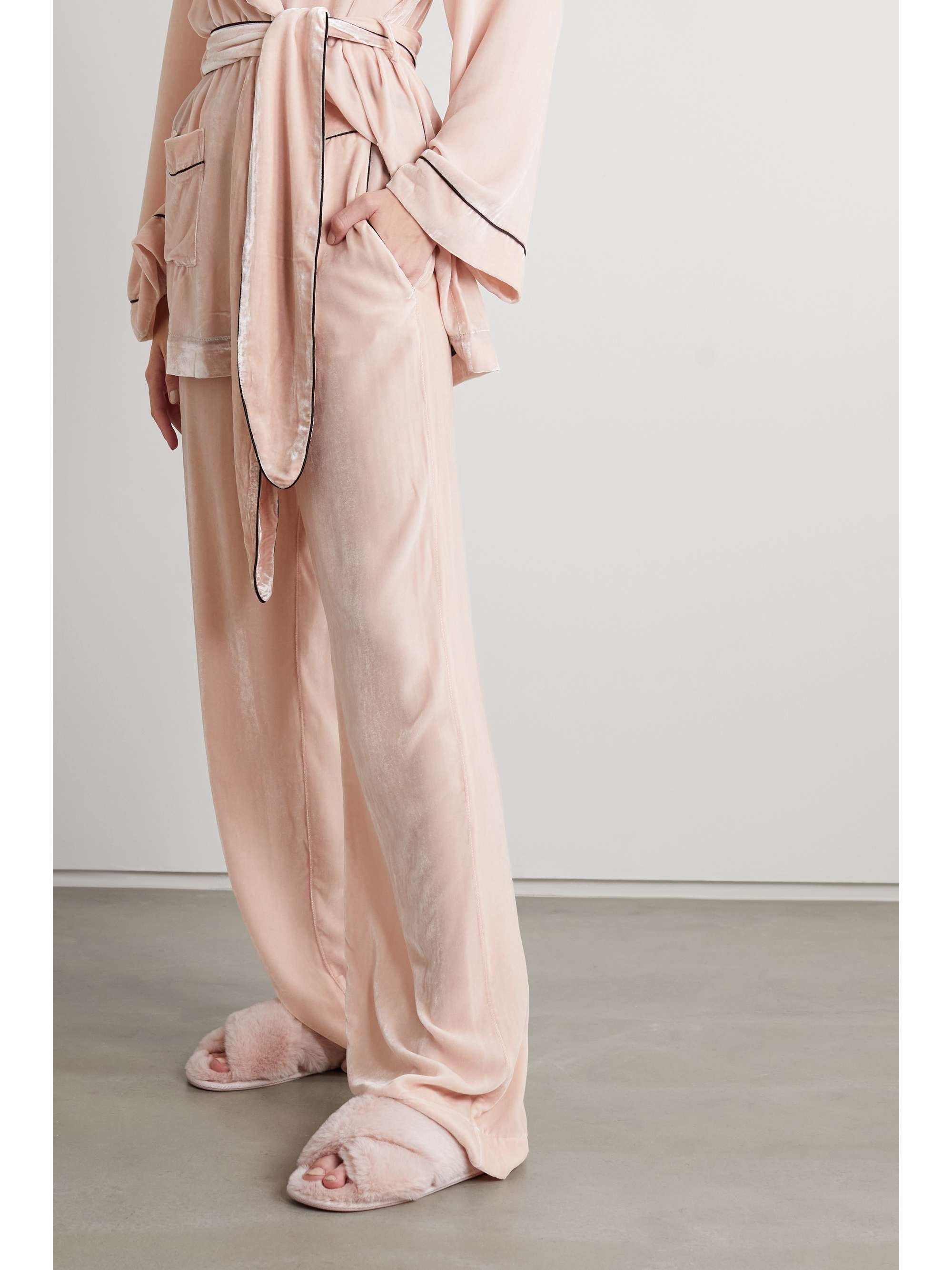 SUSTAIN piped velvet pajama pants 