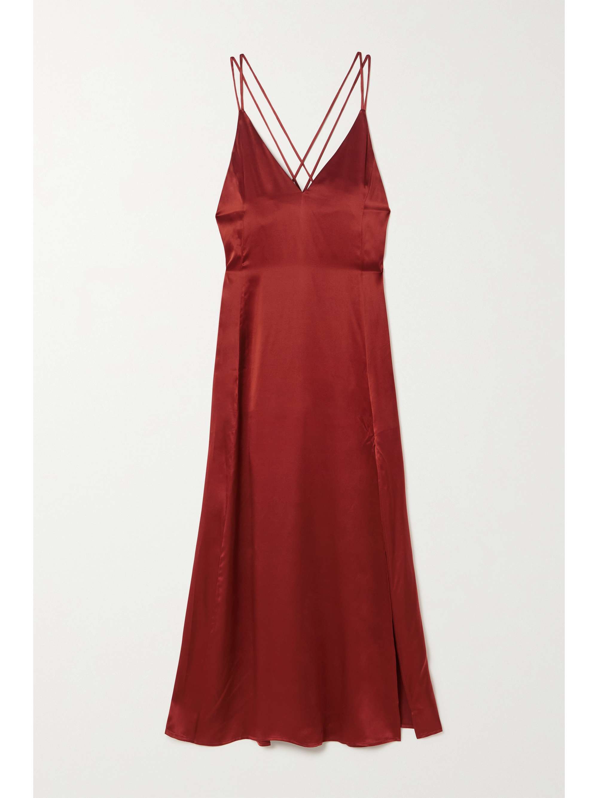 copper satin maxi dress