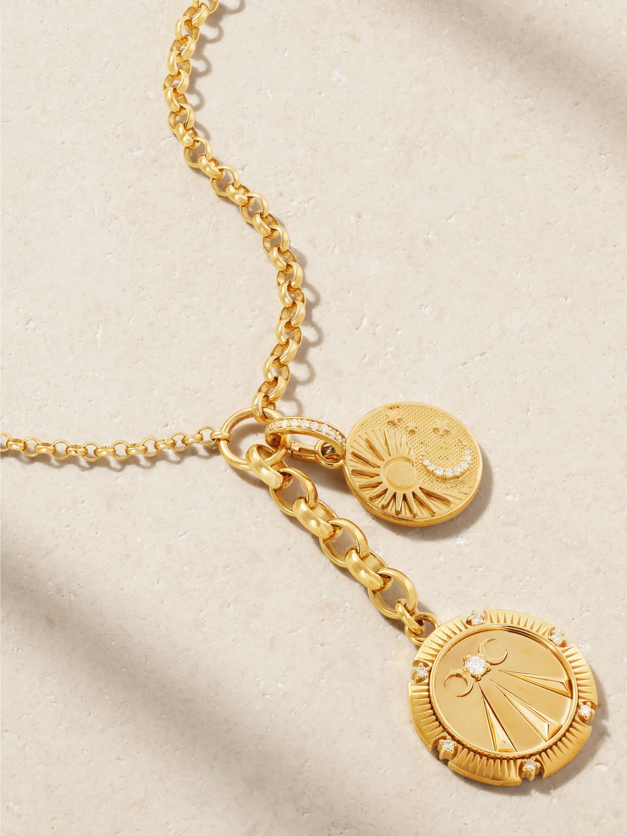 FOUNDRAE Mind Body Soul and Balance Kette aus 18 Karat Gold mit Emaille und Diamanten
