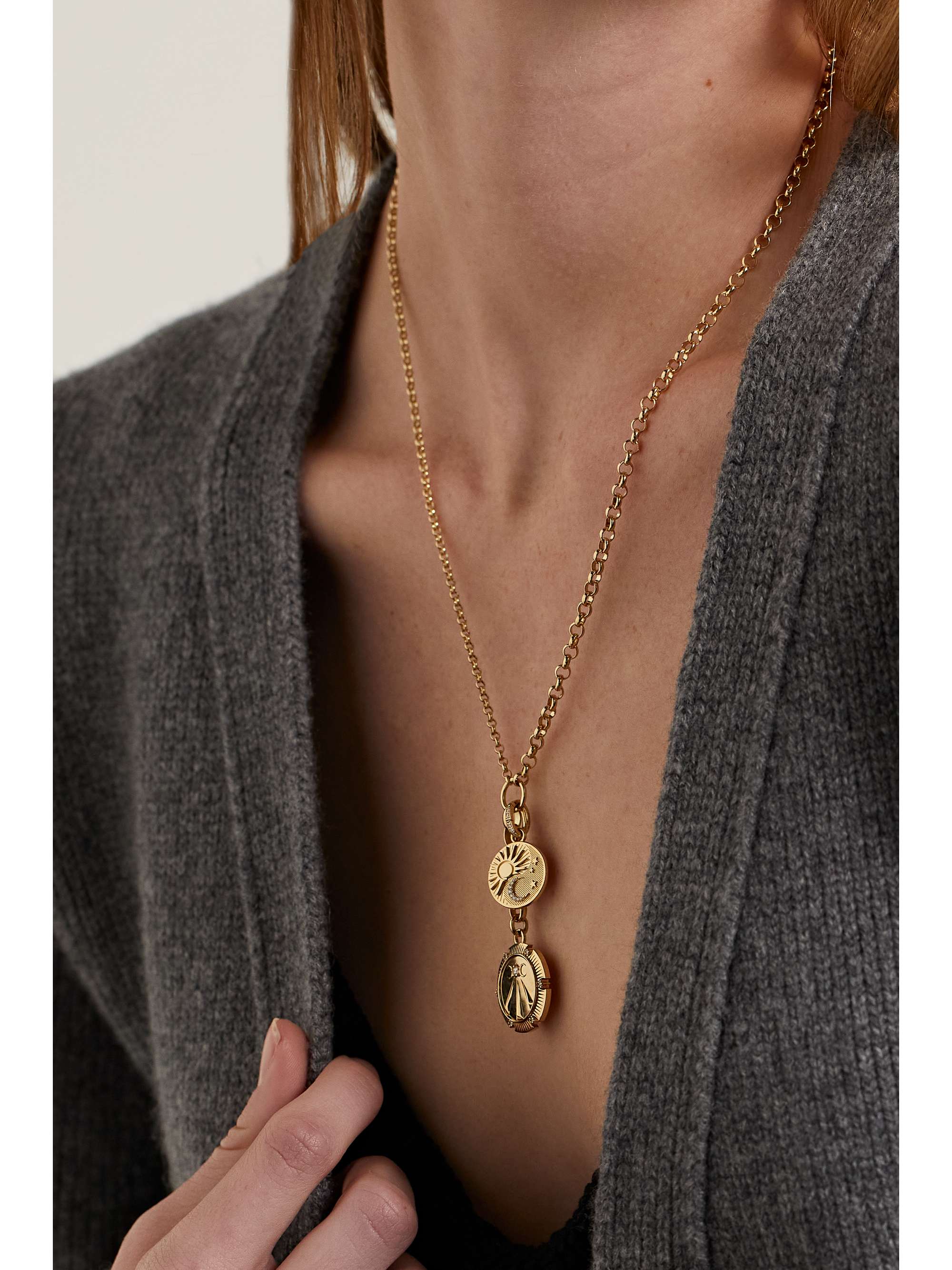 FOUNDRAE Mind Body Soul and Balance Kette aus 18 Karat Gold mit Emaille und Diamanten