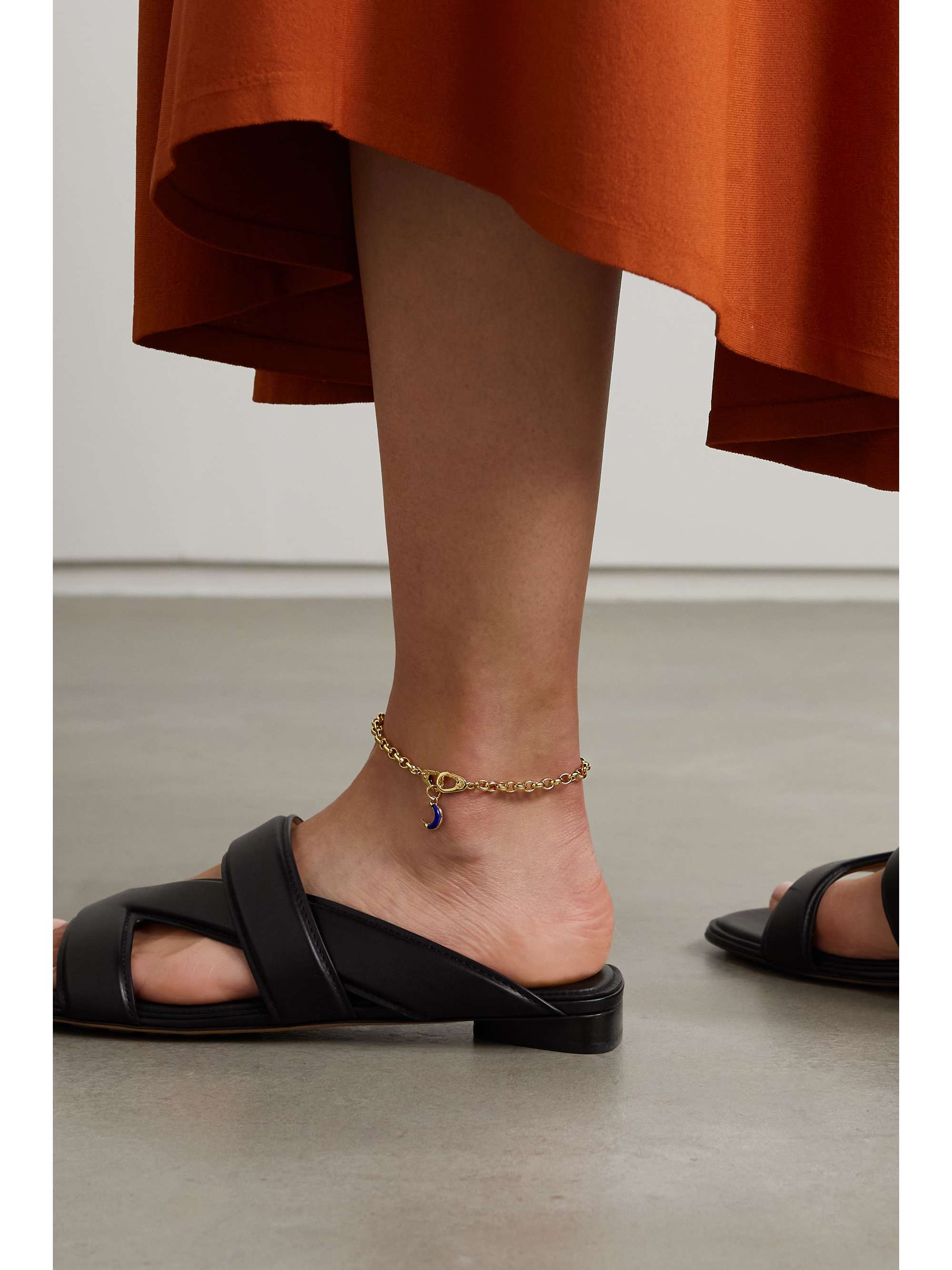 FOUNDRAE 18-karat gold lapis lazuli anklet