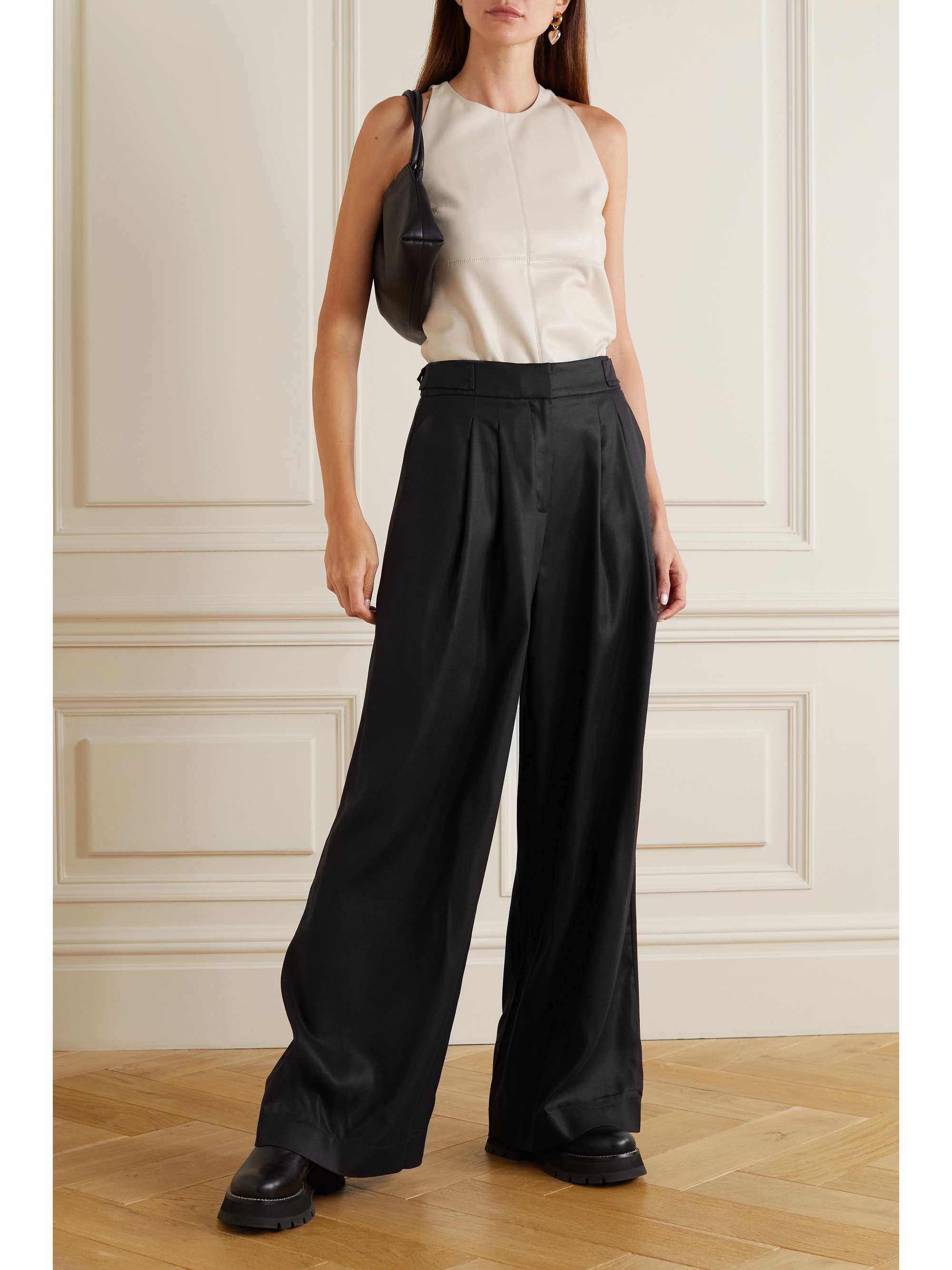 Black Dawson Lyocell wide-leg pants 