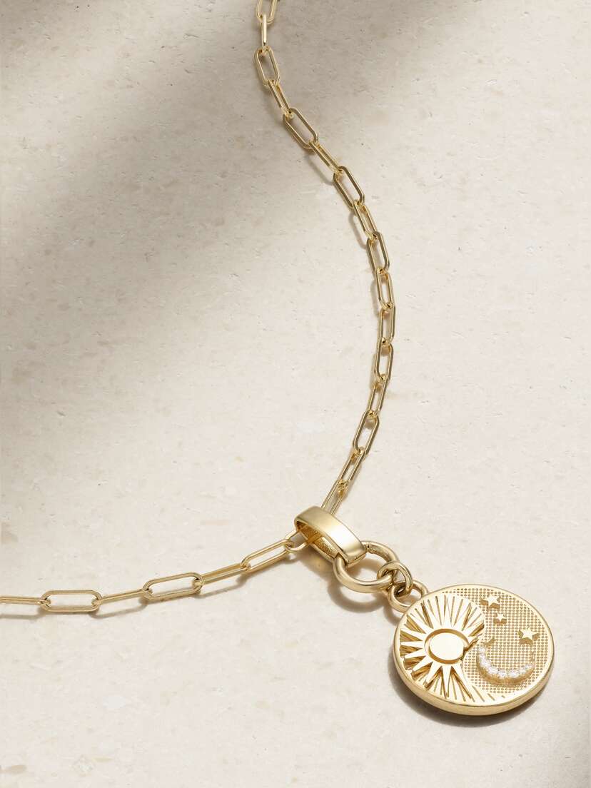 Foundrae Balance 18-karat Gold And Enamel Necklace