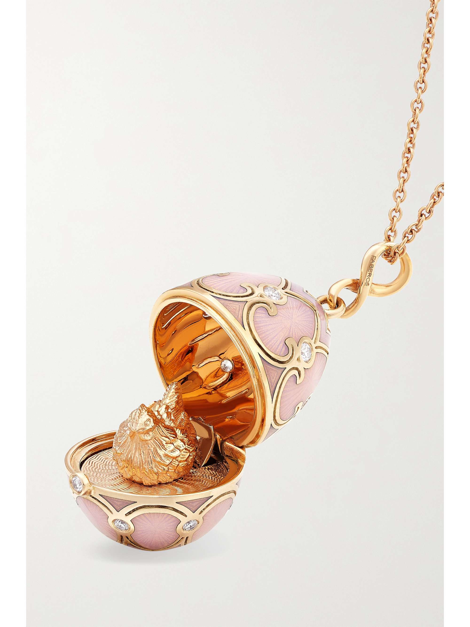 FABERGÉ Heritage Kette mit Ei-Anhänger aus 18 Karat Roségold mit Emaille und Diamanten