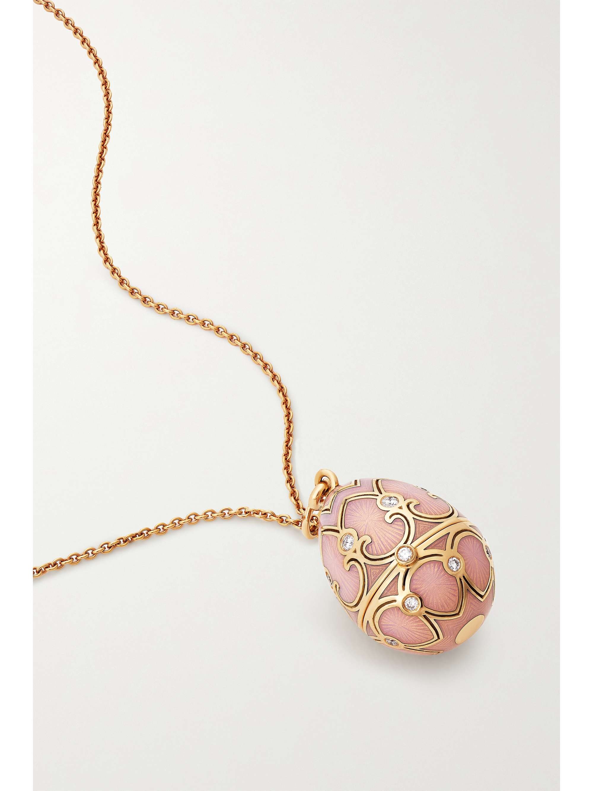 FABERGÉ Heritage Kette mit Ei-Anhänger aus 18 Karat Roségold mit Emaille und Diamanten