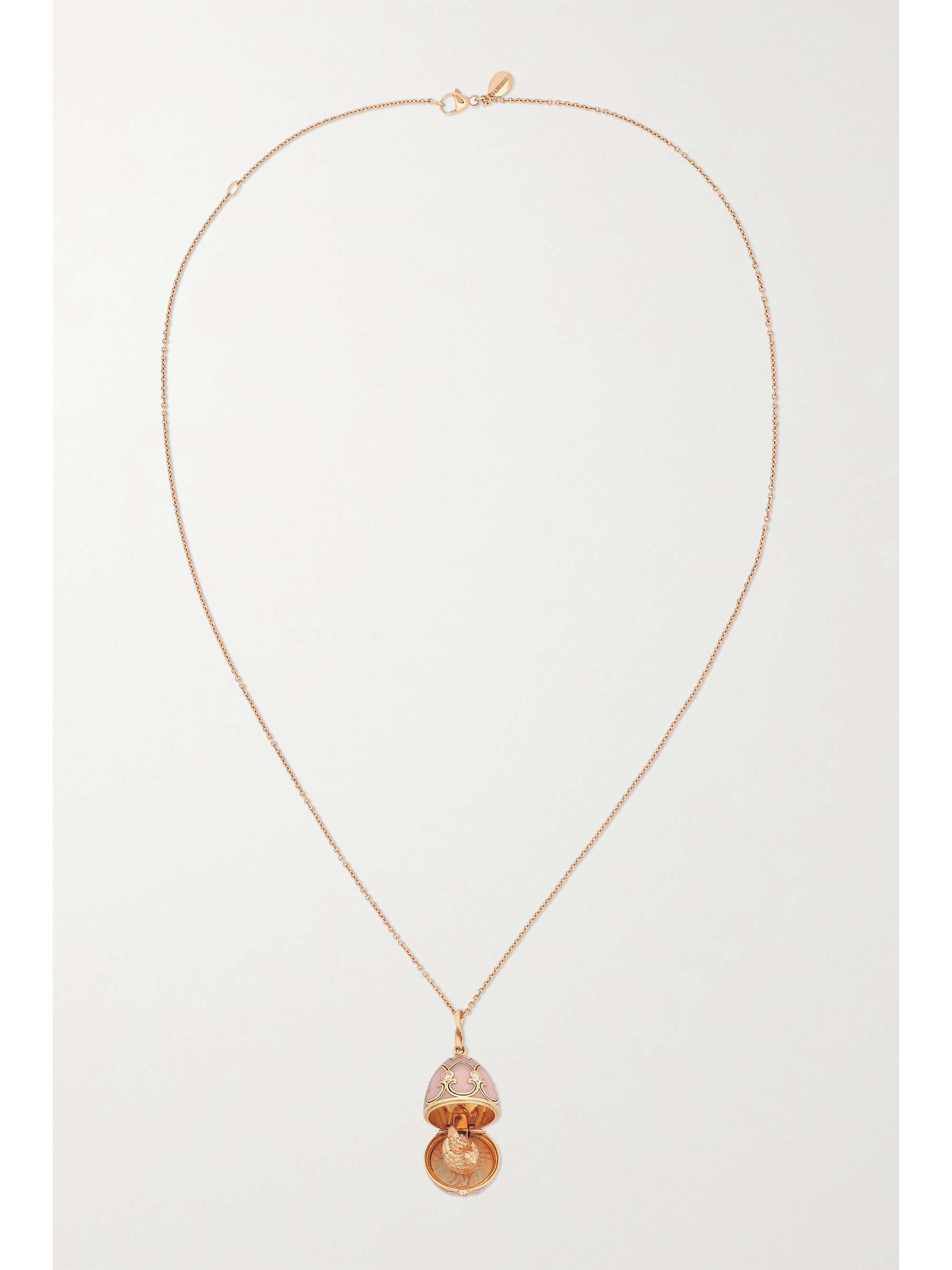 FABERGÉ Heritage Kette mit Ei-Anhänger aus 18 Karat Roségold mit Emaille und Diamanten