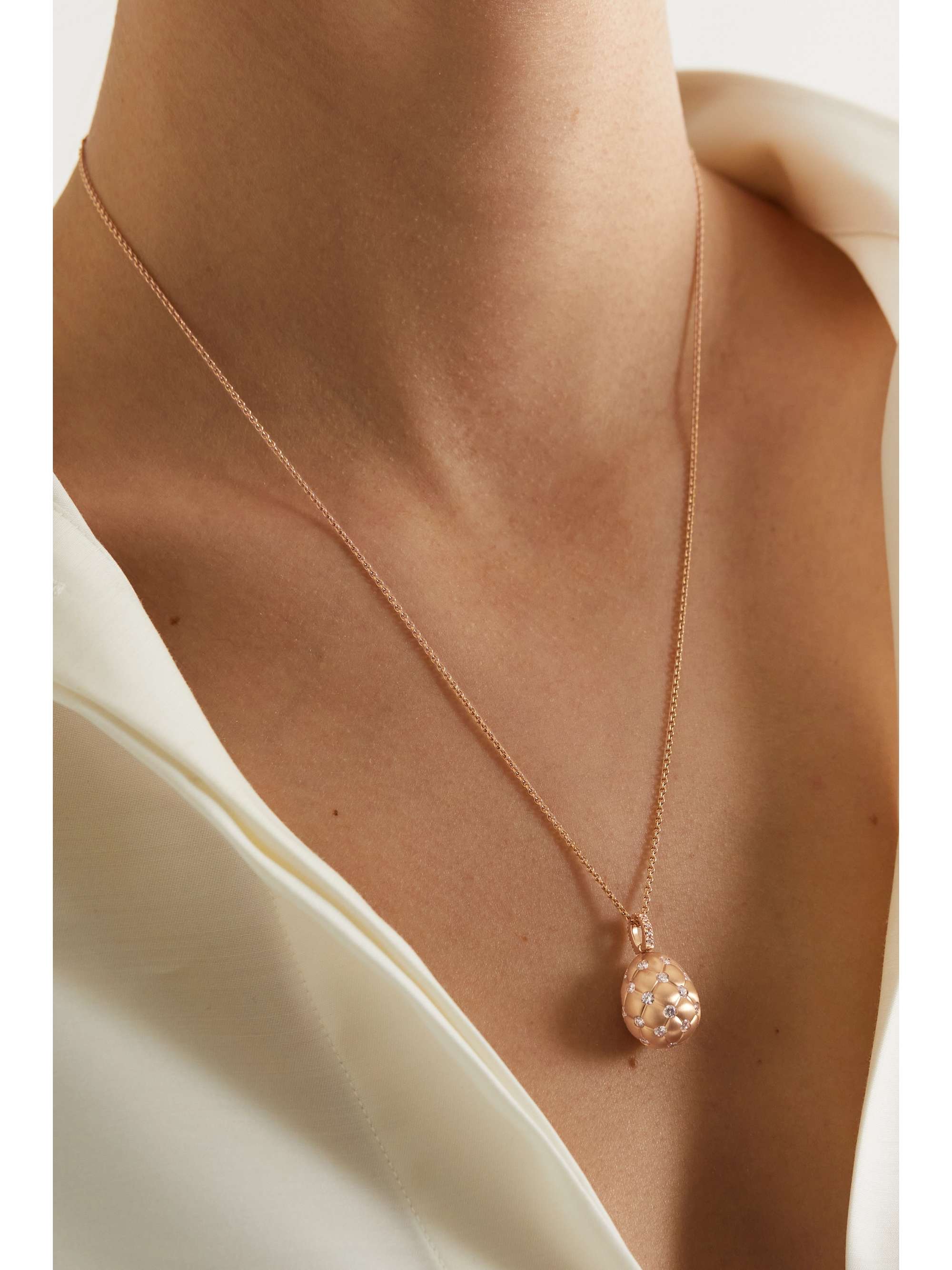 FABERGÉ Treillage 18-karat rose gold diamond necklace