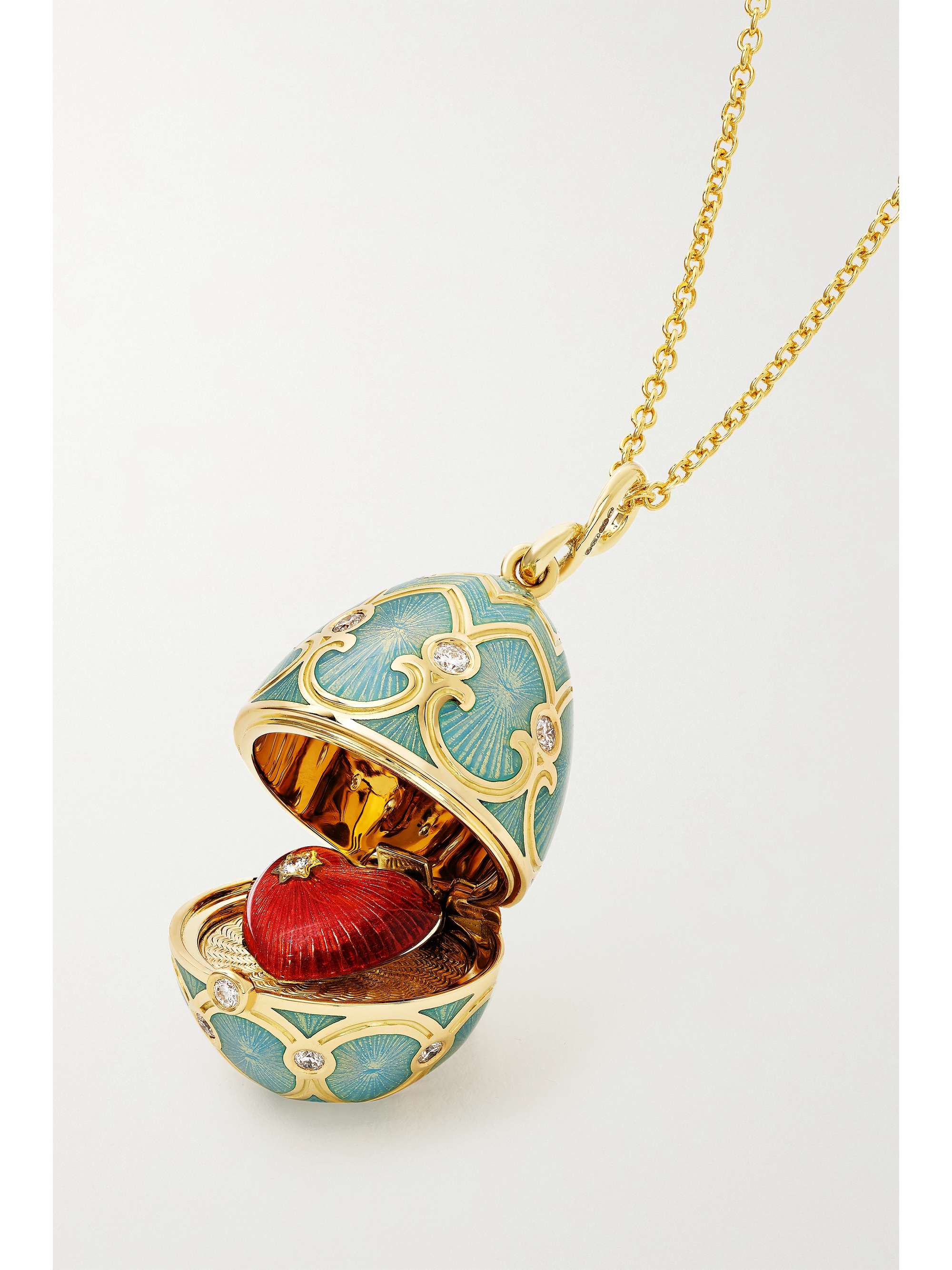 FABERGÉ Heritage Kette mit Ei-Anhänger aus 18 Karat Roségold mit Emaille und Diamanten