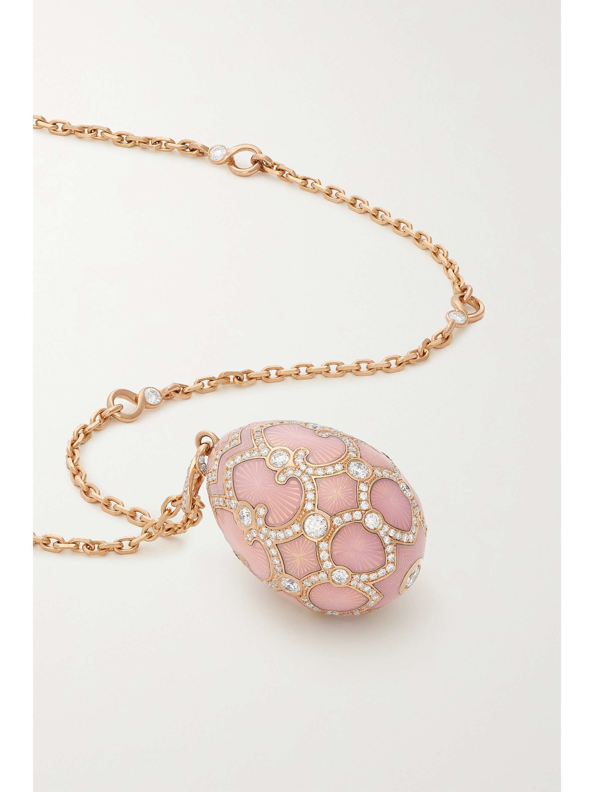 FABERGÉ Heritage 18-karat rose gold, enamel and diamond necklace