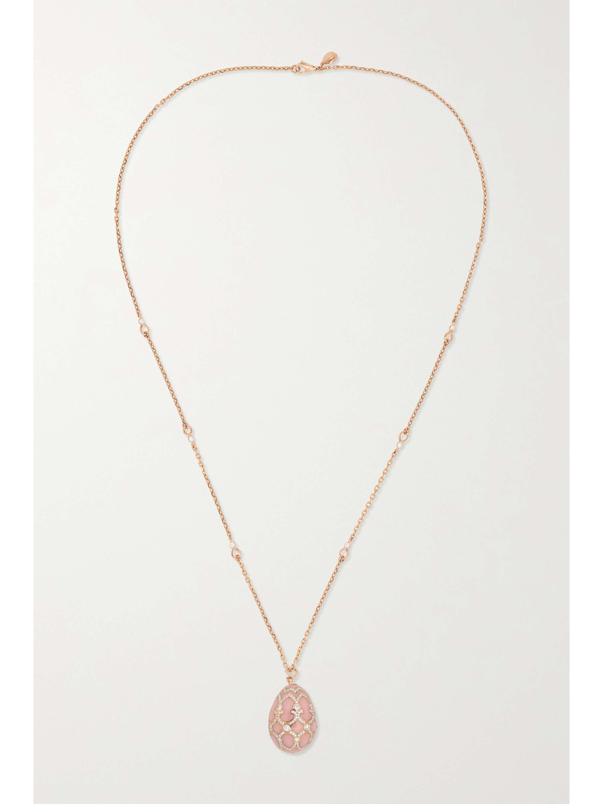 FABERGÉ Heritage 18-karat rose gold, enamel and diamond necklace