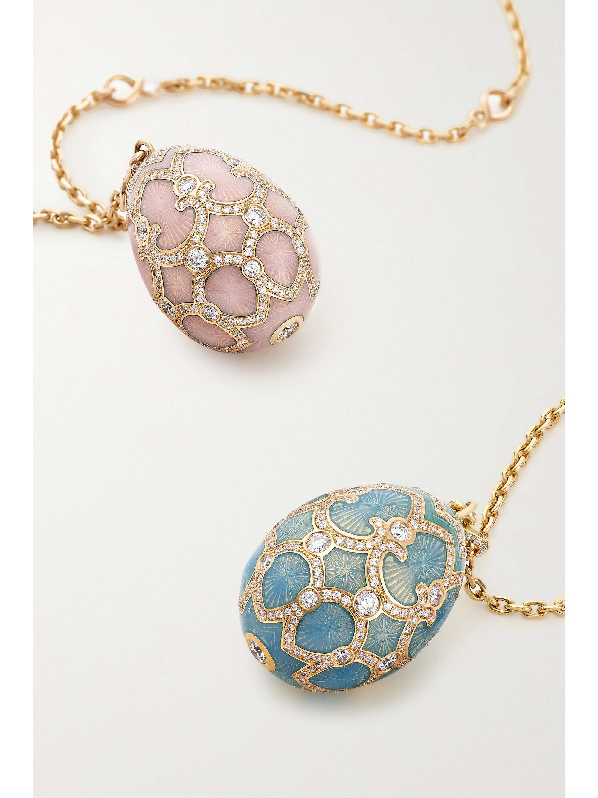 FABERGÉ Heritage 18-karat rose gold, enamel and diamond necklace