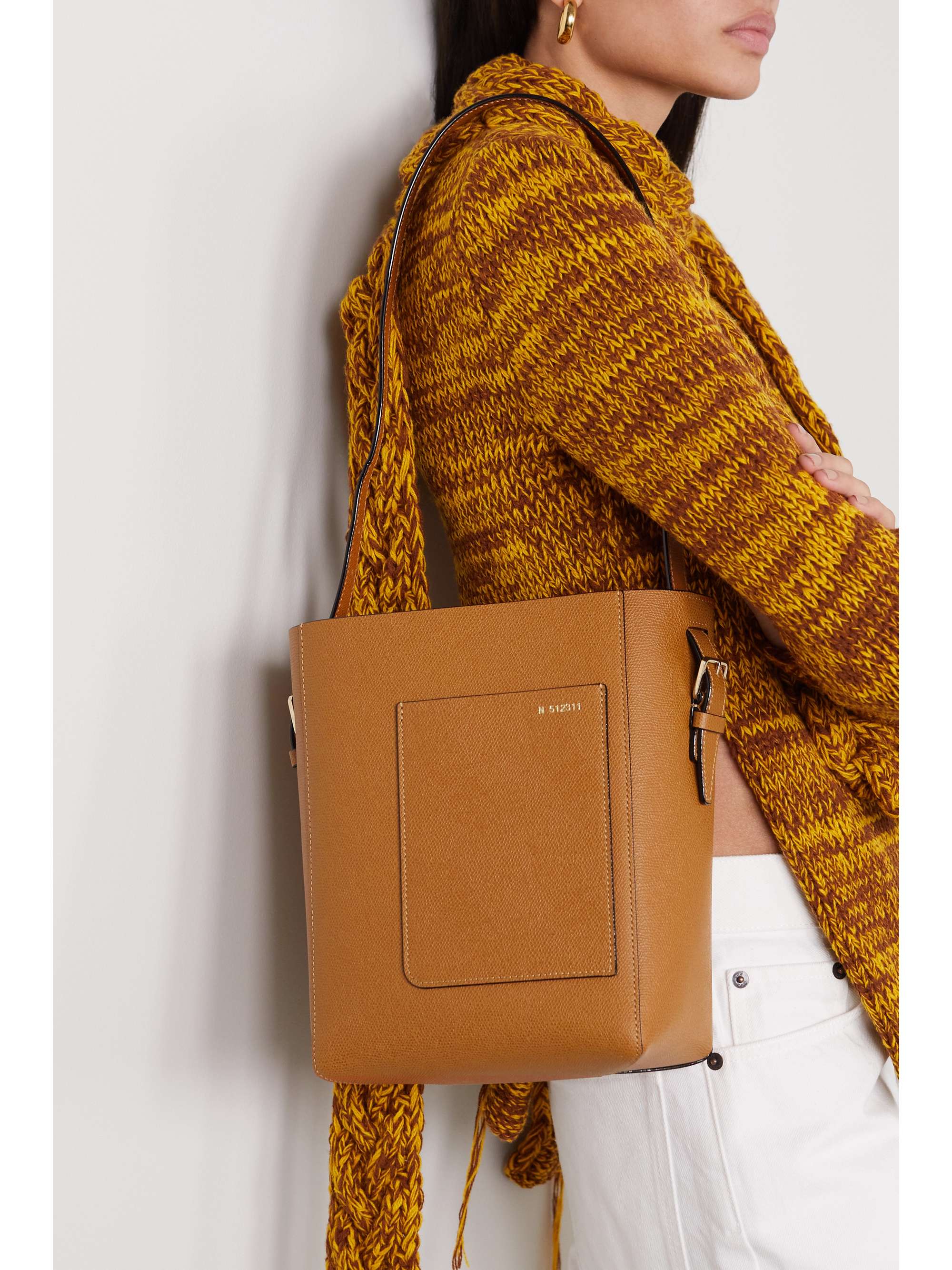 VALEXTRA Secchiello small textured-leather tote
