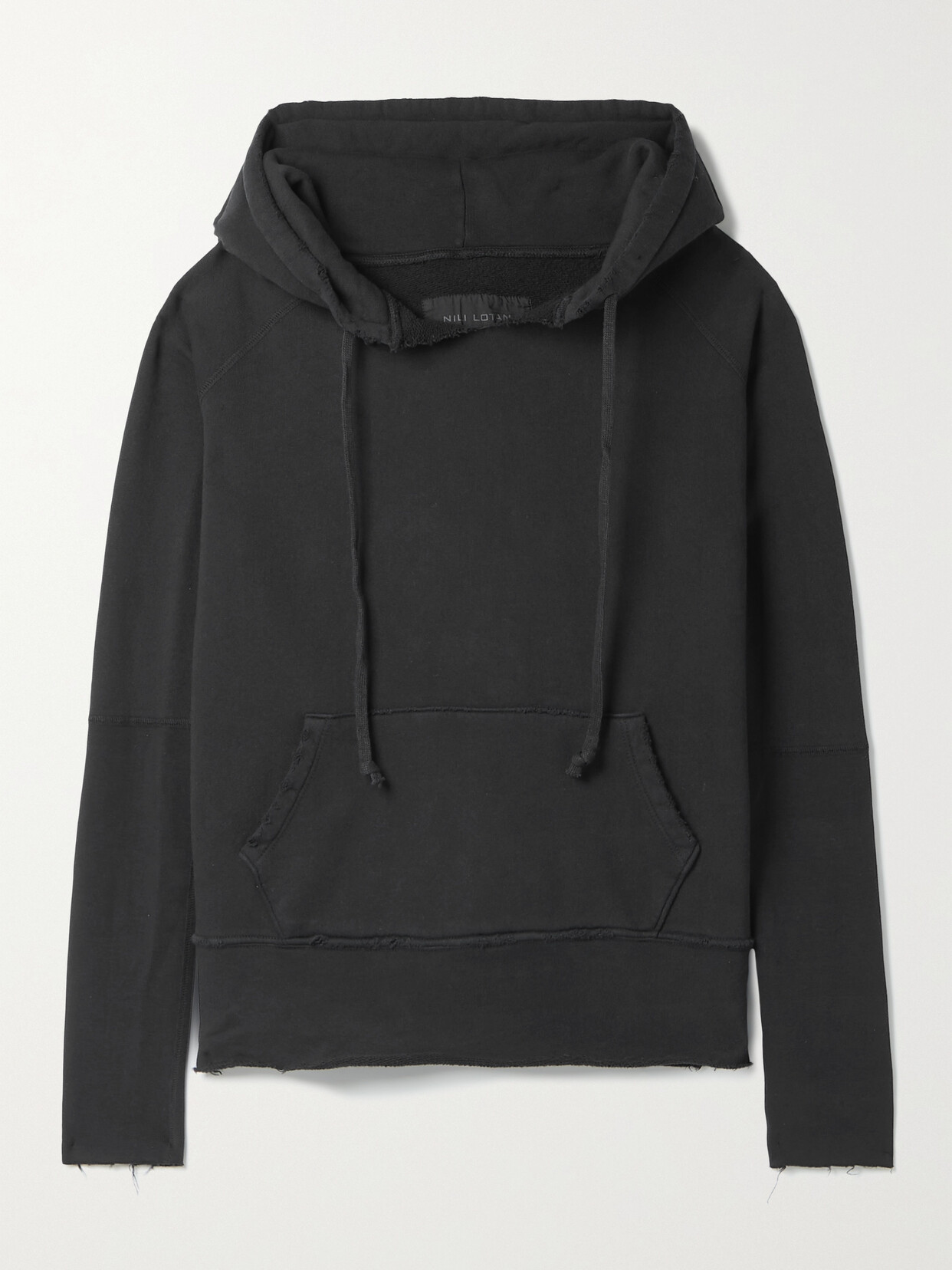 Nili Lotan Janie Distressed French Cotton-terry Hoodie In Black