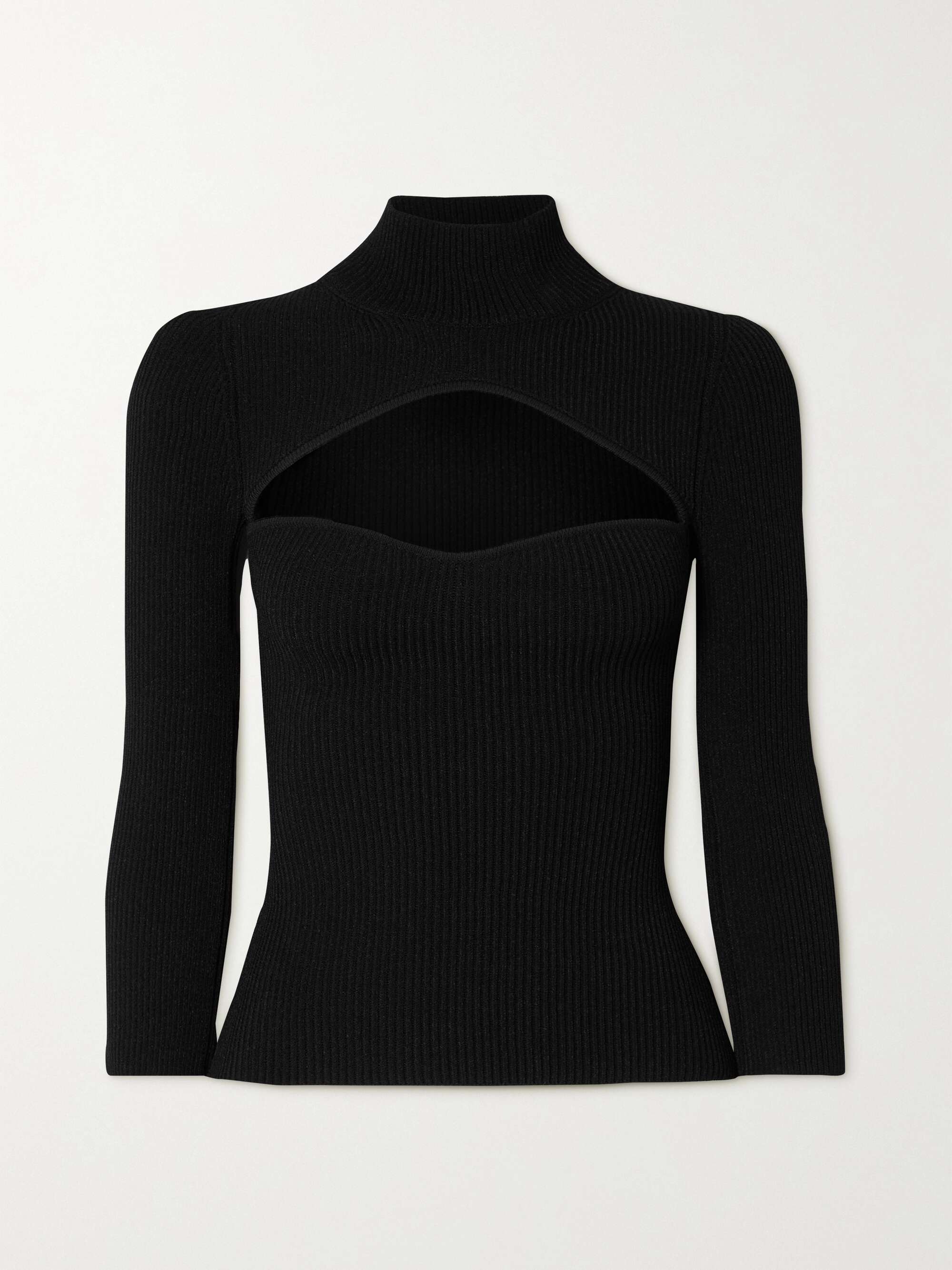 KHAITE Angela cutout ribbed-knit sweater | NET-A-PORTER