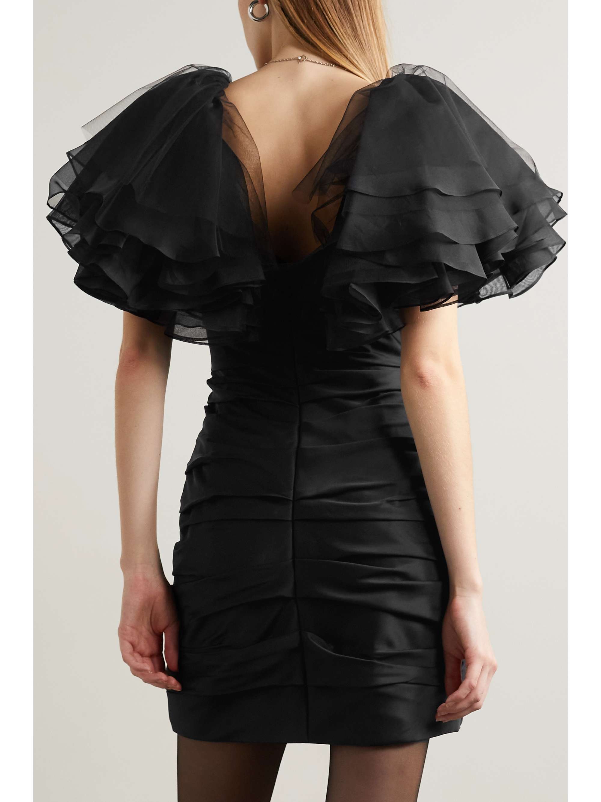KHAITE Carmen tulle and silk organza-trimmed satin-crepe mini dress