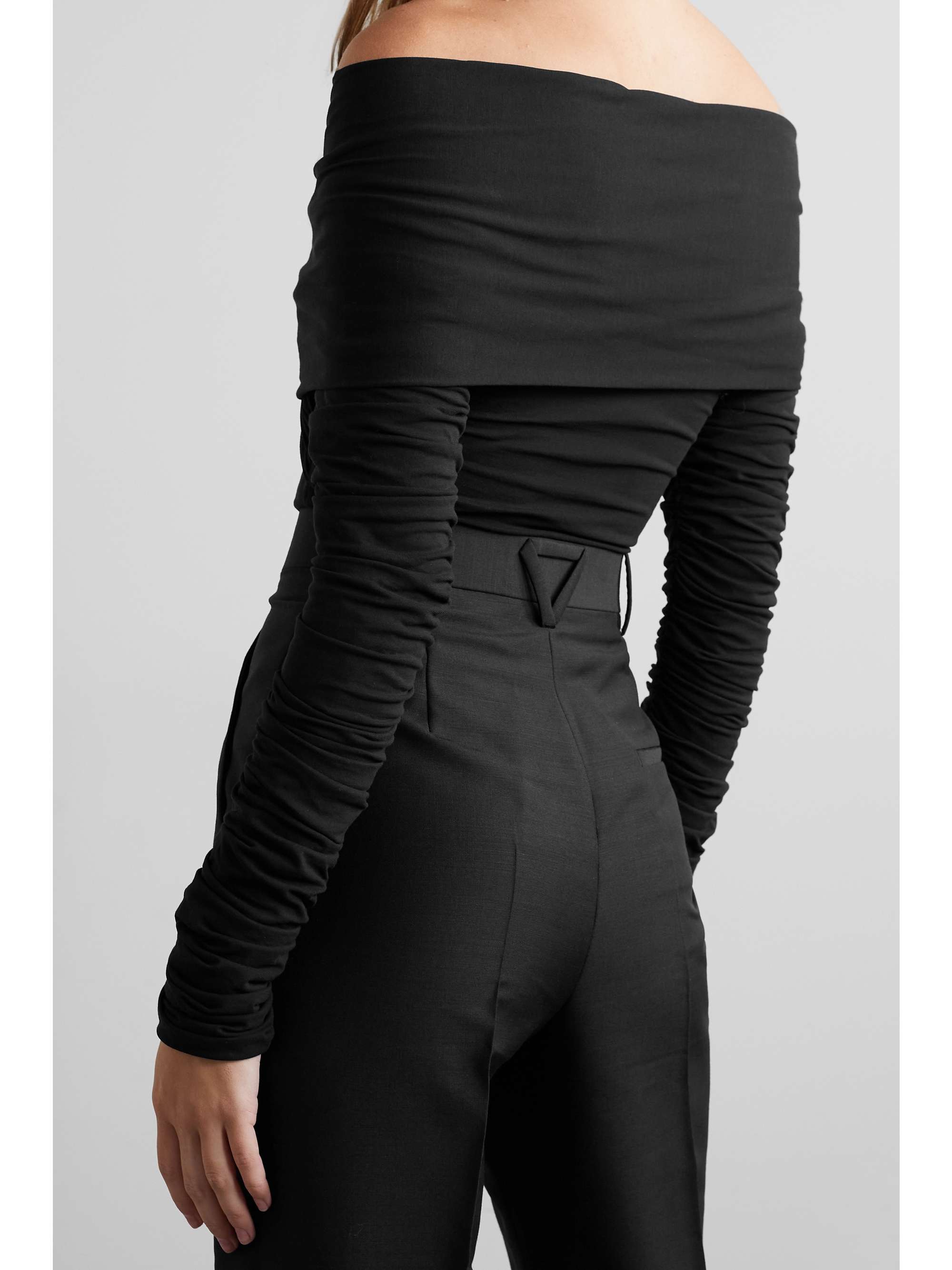 KHAITE Lili off-the-shoulder draped stretch-cotton jersey bodysuit