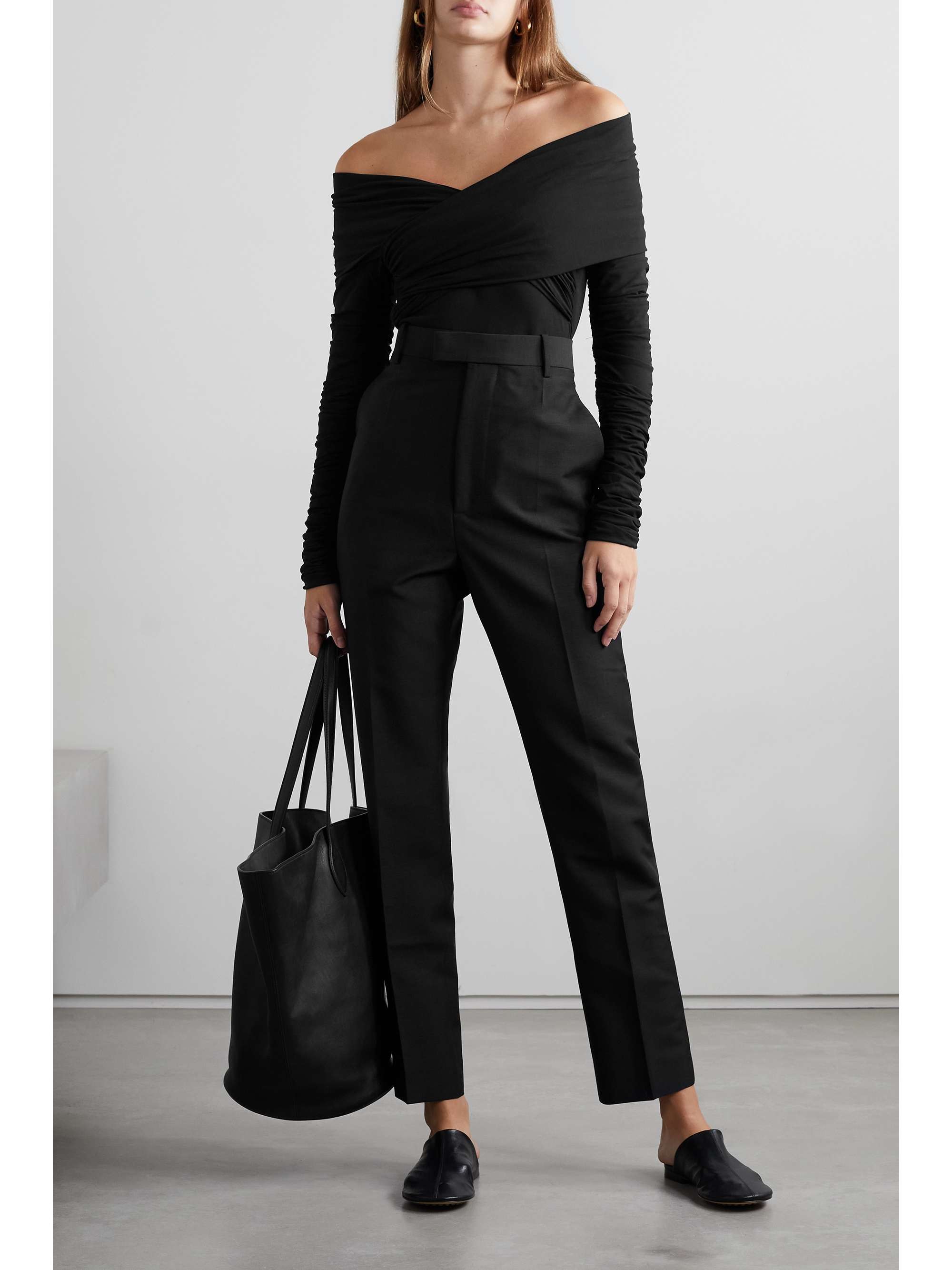 KHAITE Lili off-the-shoulder draped stretch-cotton jersey bodysuit