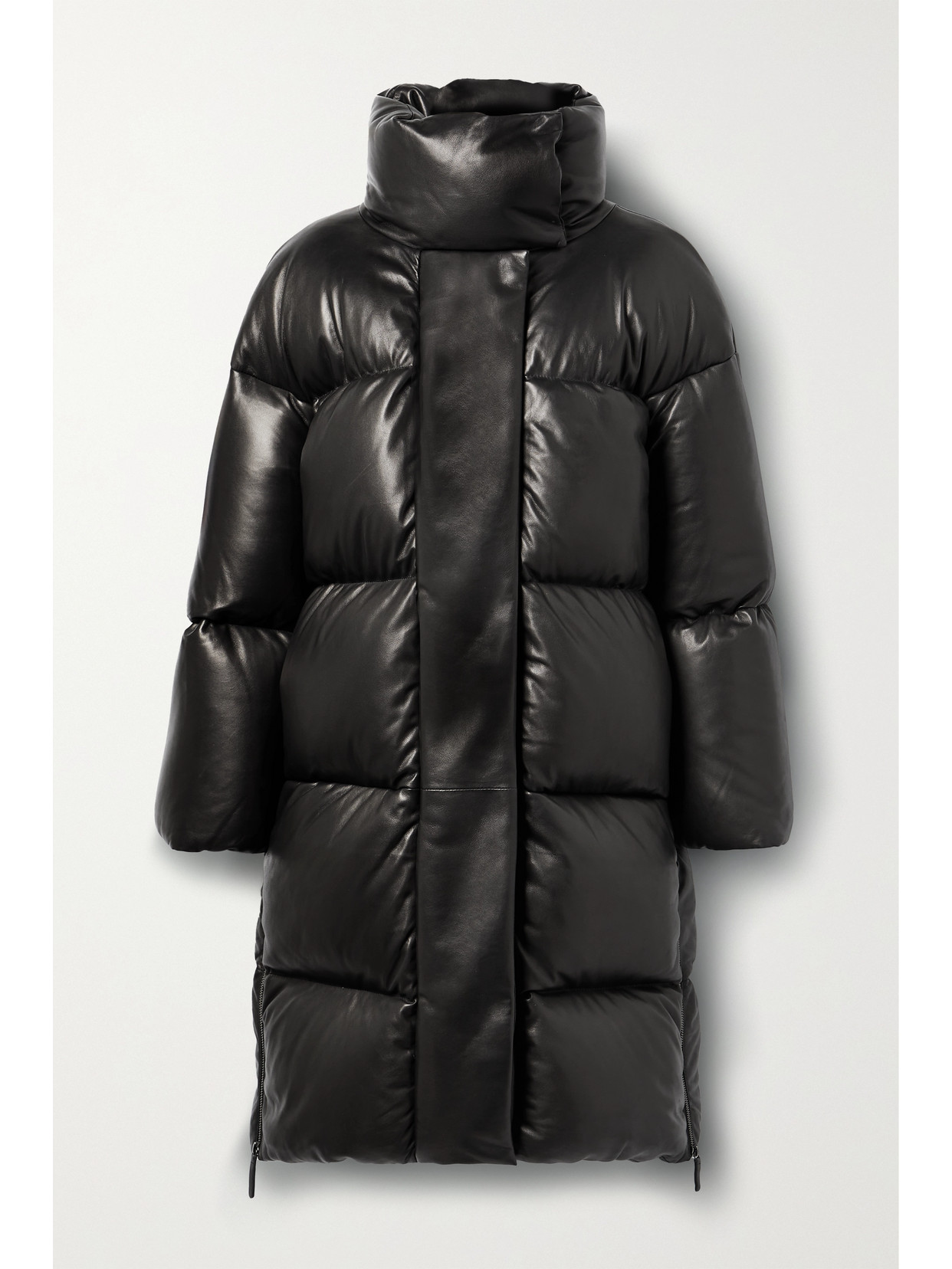 Khaite Leo Quilted Leather Down Coat Black