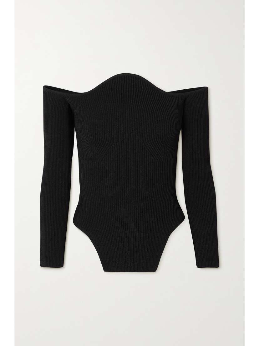 Khaite Maria Off-the-shoulder Ribbed-knit Sweater - x large