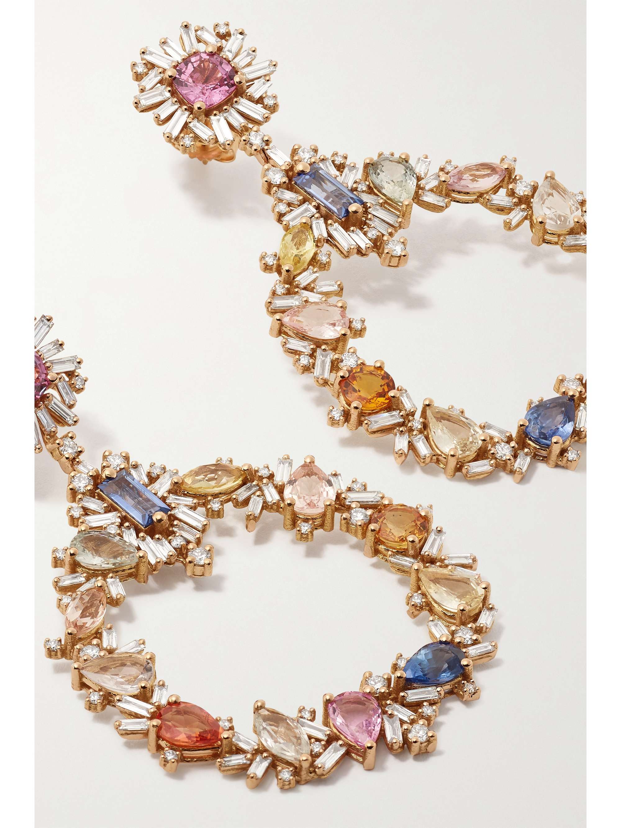 SUZANNE KALAN 18-karat rose gold, sapphire and diamond earrings