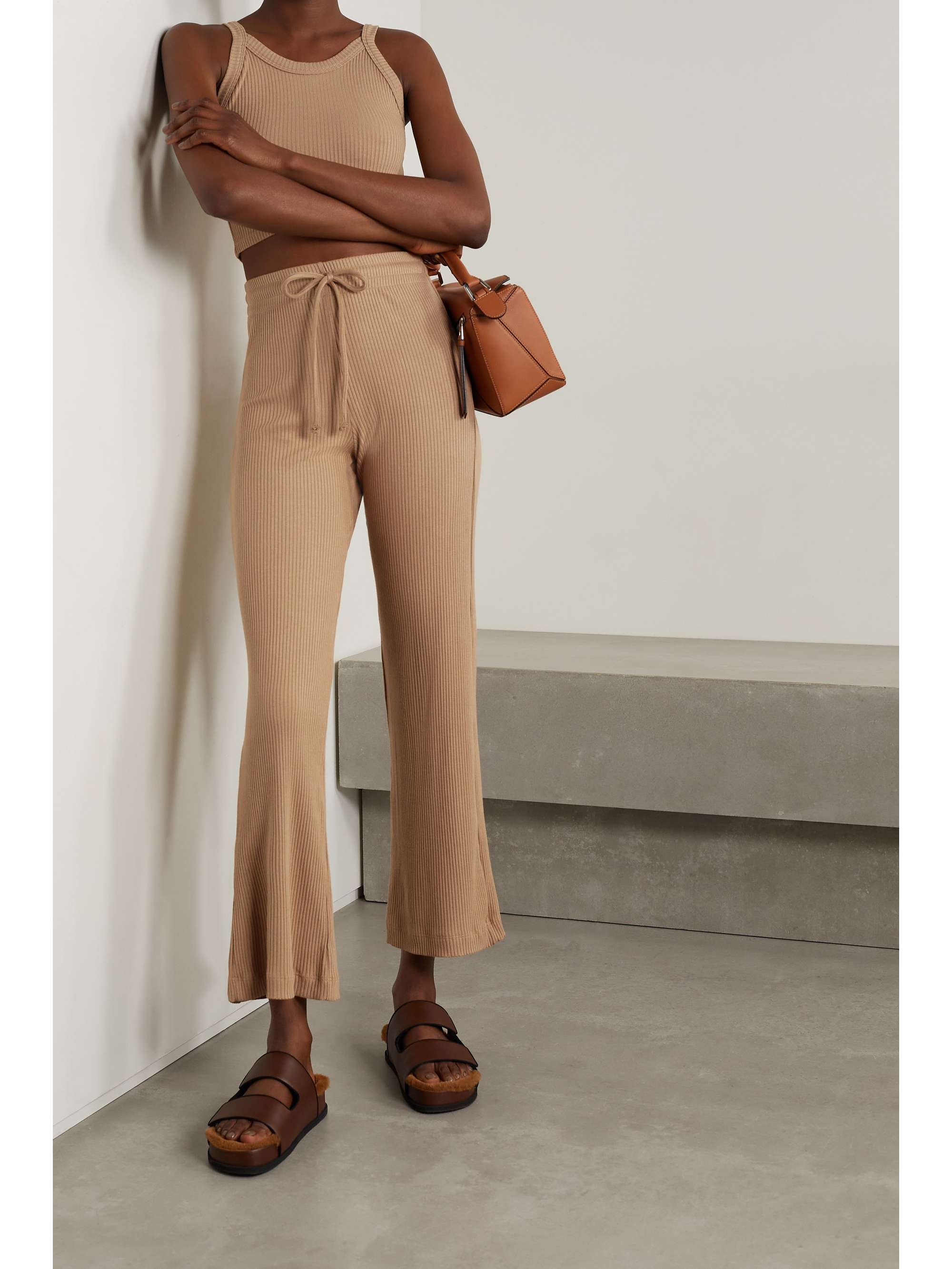LESET Ali ribbed stretch-knit track pants