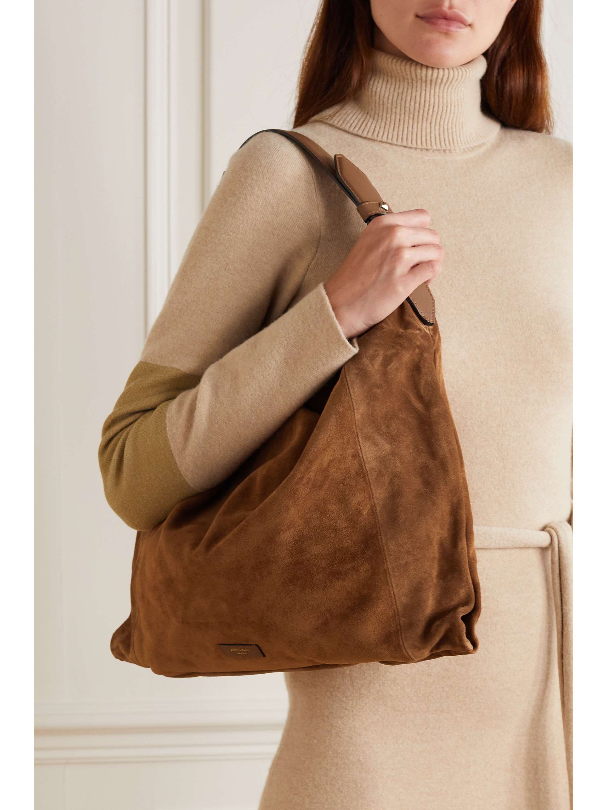 tan suede shoulder bag