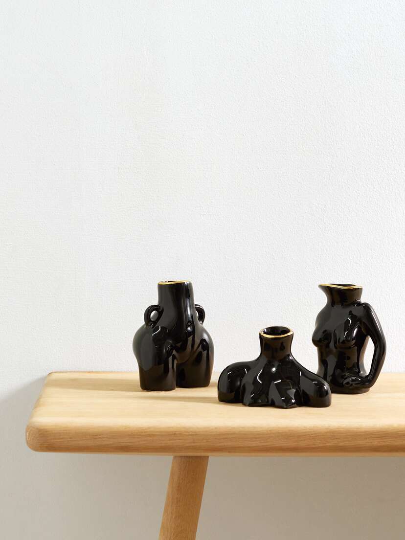 Anissa Kermiche Jugs Jug, Love Handles And Breast Friend Mini Gold-plated Earthenware Vase Set