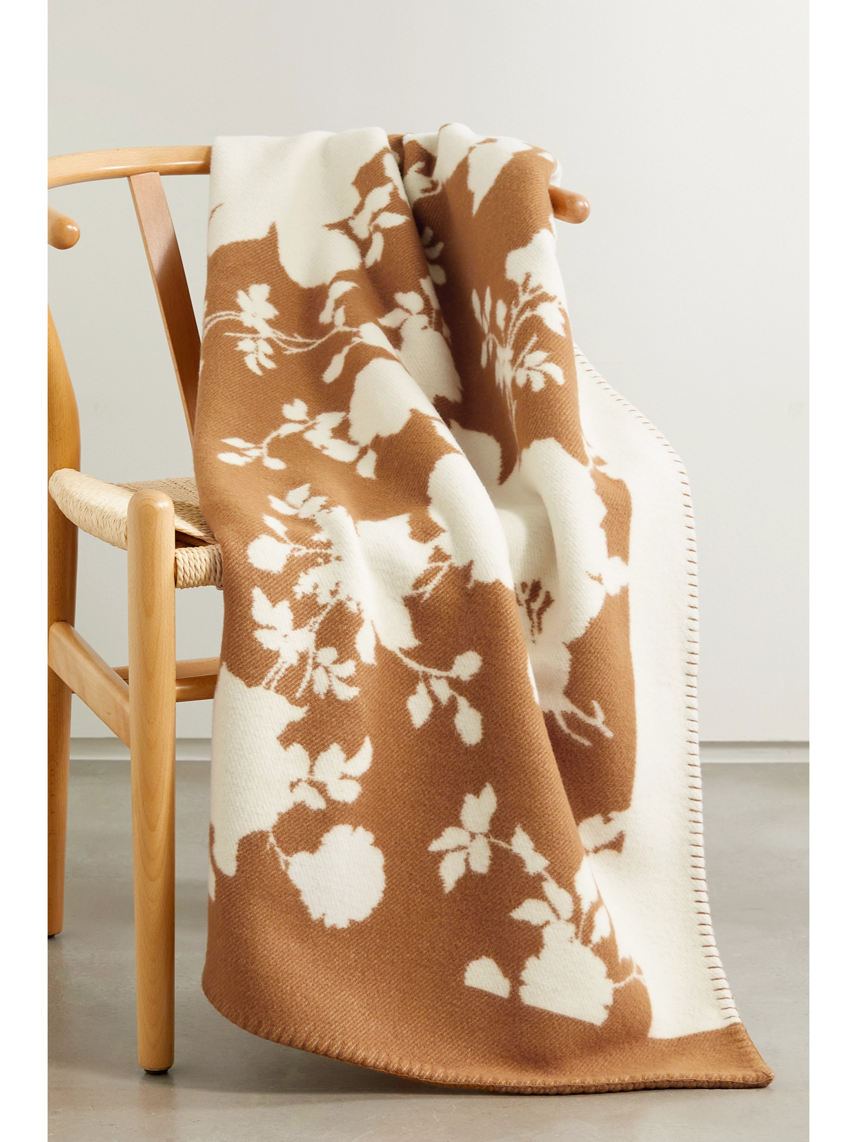 Erdem Floral-print Merino Wool And Cashmere-blend Blanket In Brown
