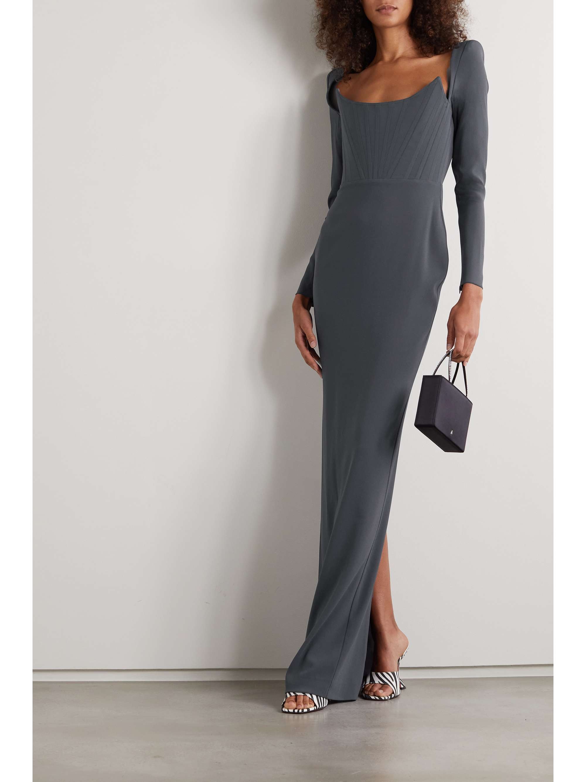 Charcoal Darius stretch-crepe gown 