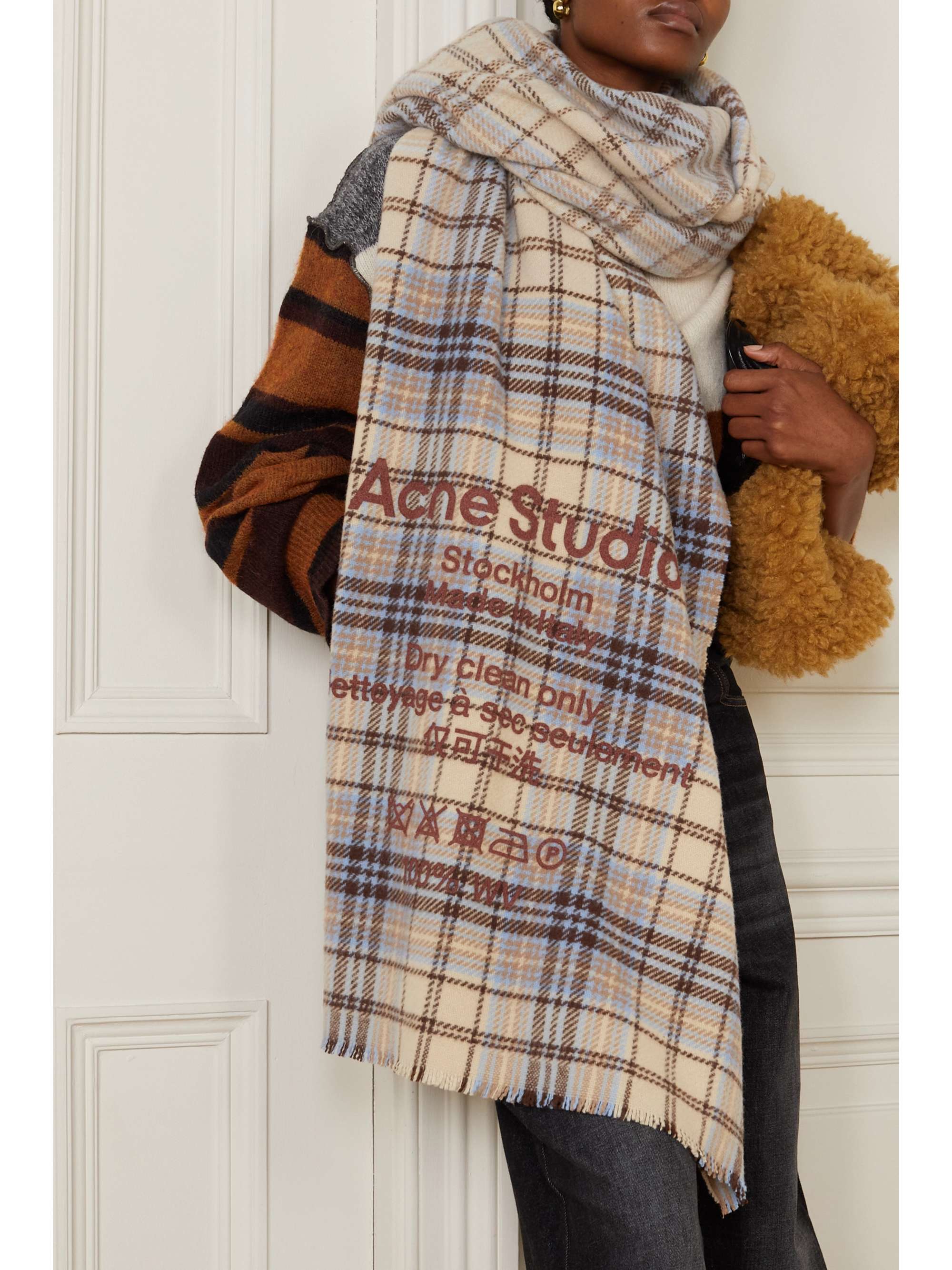ACNE STUDIOS Cassiar printed checked wool scarf
