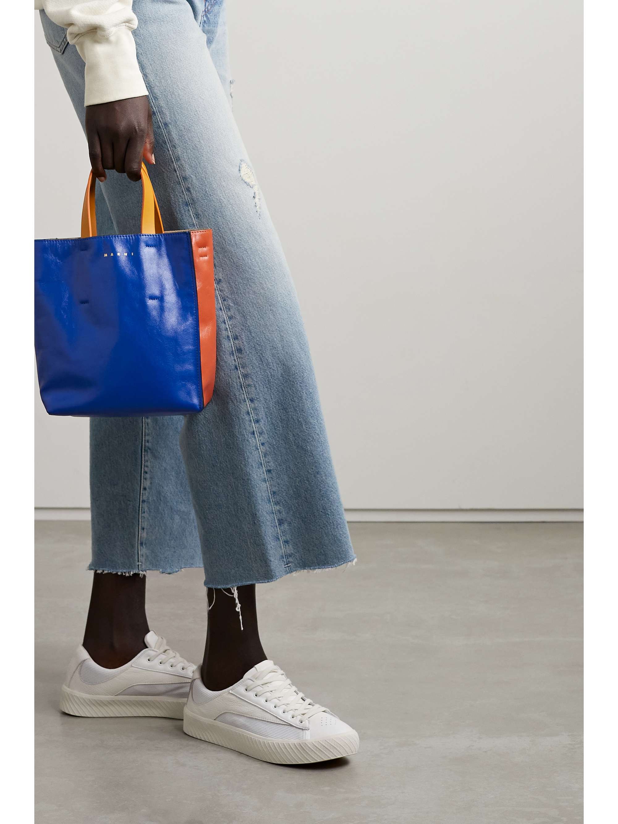 BY FAR Rodina textured-leather and mesh sneakers