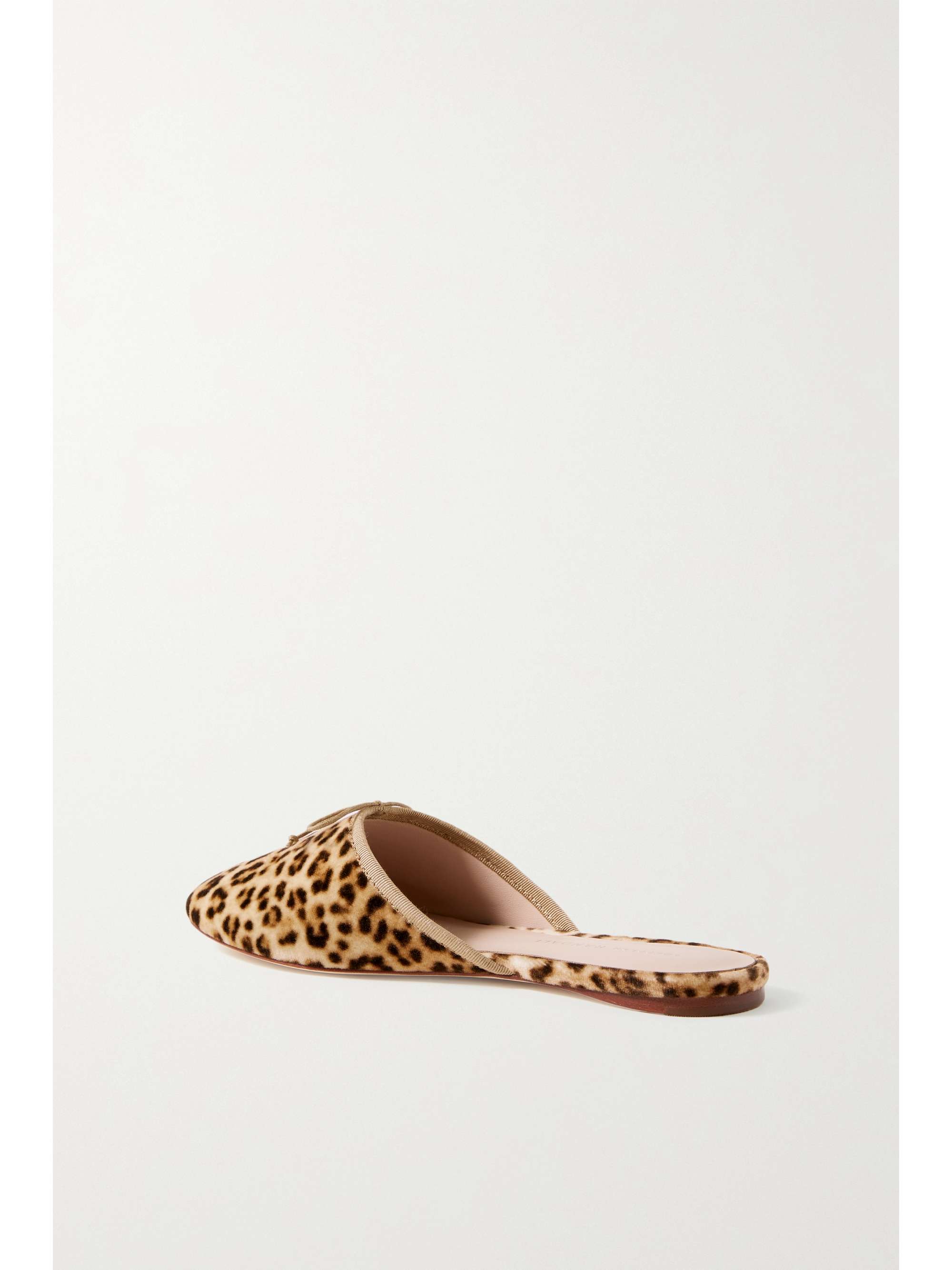 LOEFFLER RANDALL Paola 蝴蝶结饰豹纹天鹅绒穆勒鞋