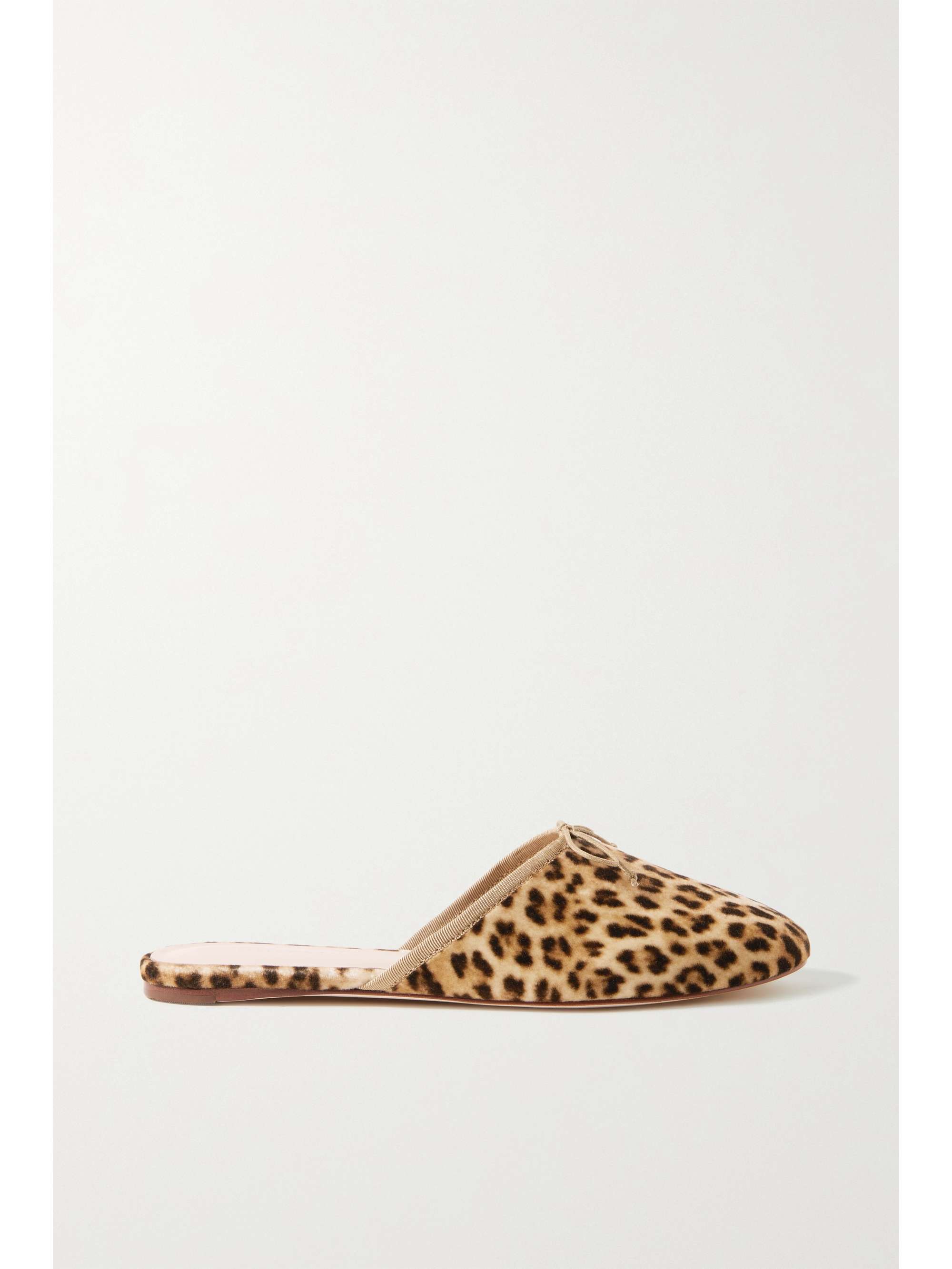 LOEFFLER RANDALL Paola 蝴蝶结饰豹纹天鹅绒穆勒鞋