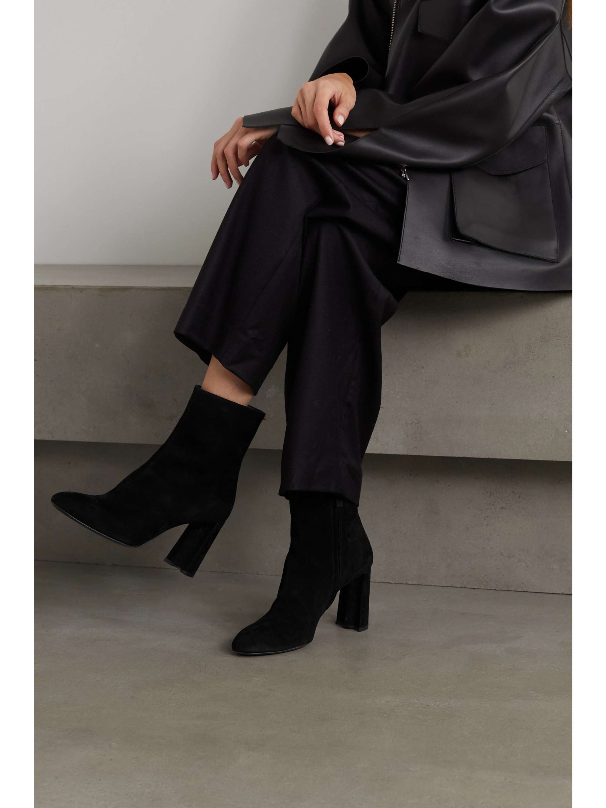 black suede high ankle boots