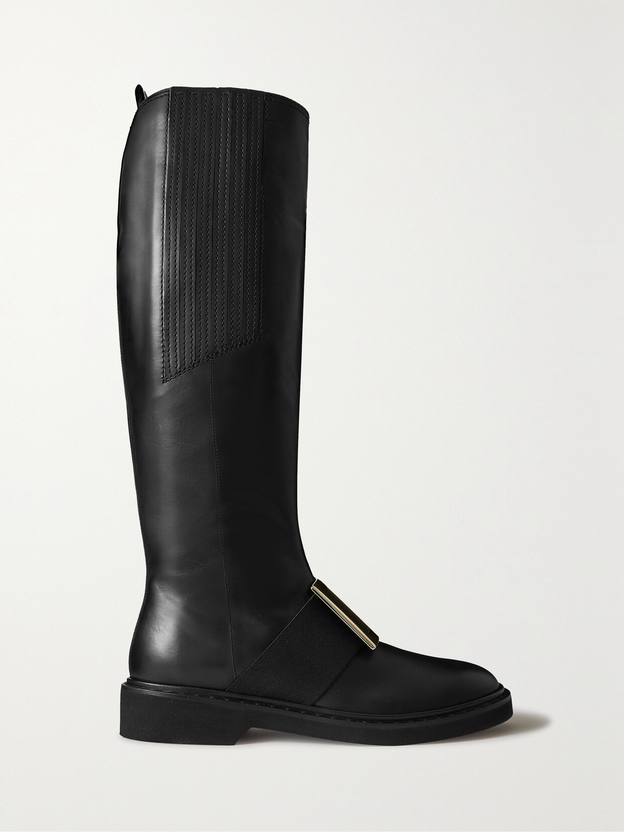 Roger Vivier Viv'Ranger Buckle-embellished Leather Knee Boots - Black