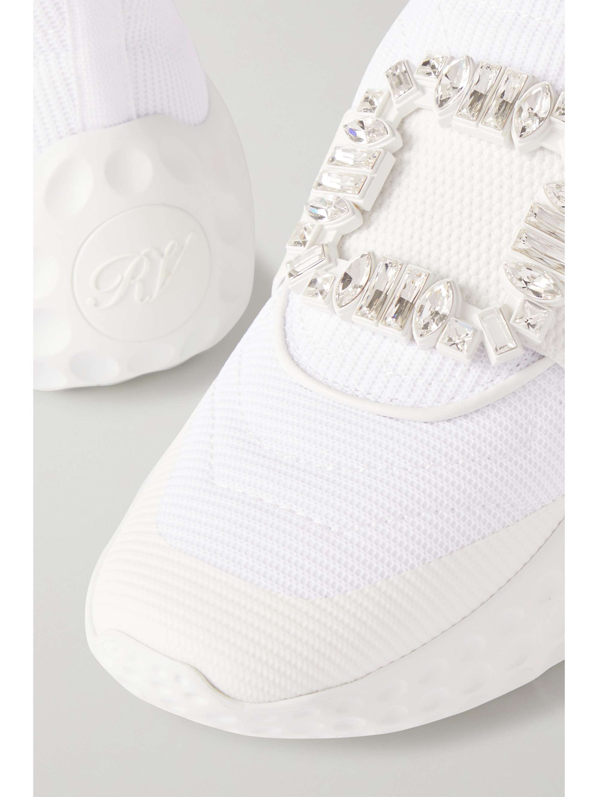 ROGER VIVIER Luna Viv crystal-embellished mesh sneakers
