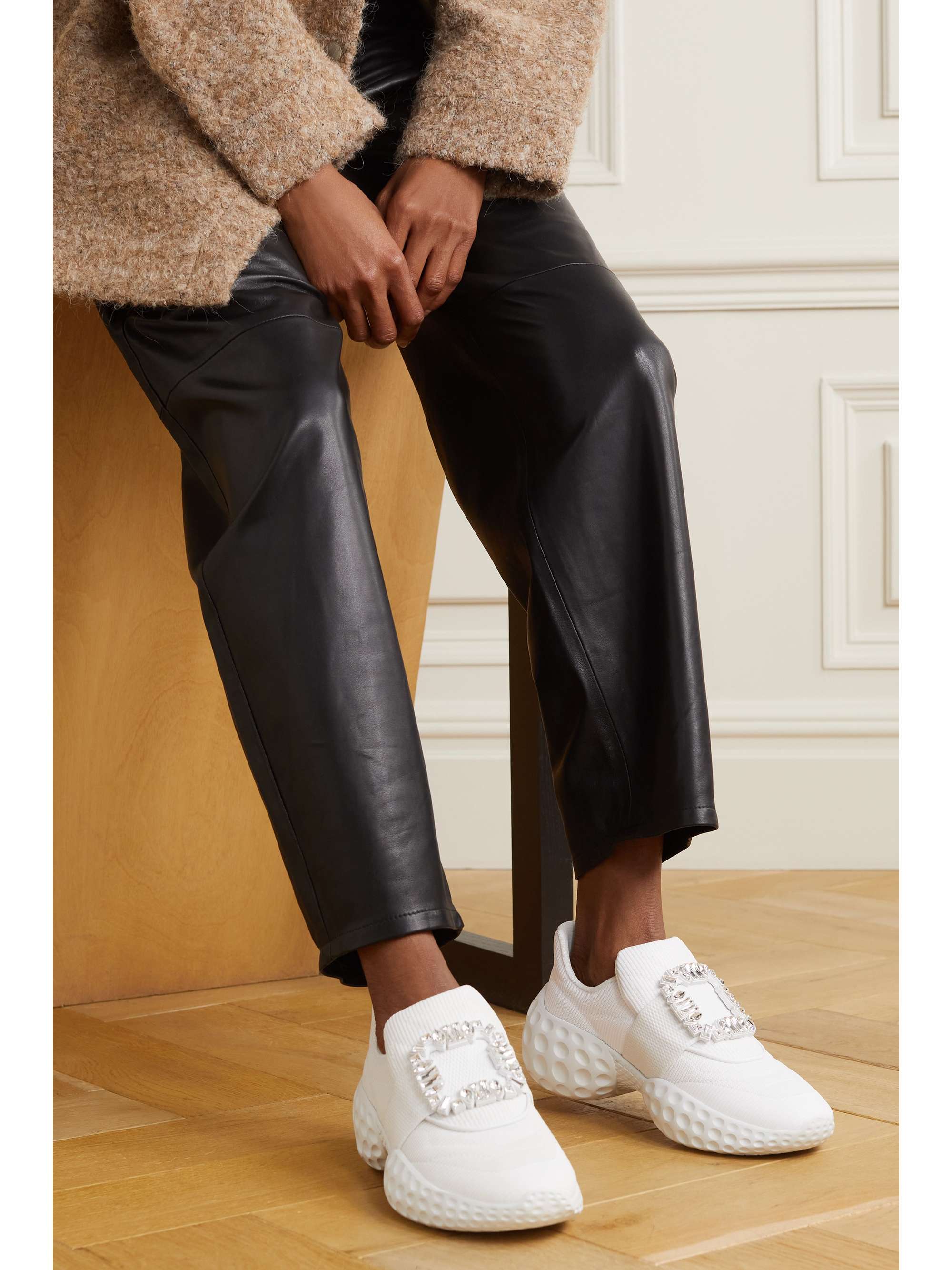 ROGER VIVIER Luna Viv crystal-embellished mesh sneakers