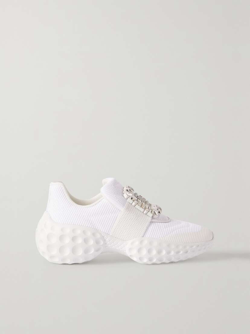 Roger Vivier Luna Viv Crystal-embellished Mesh Sneakers